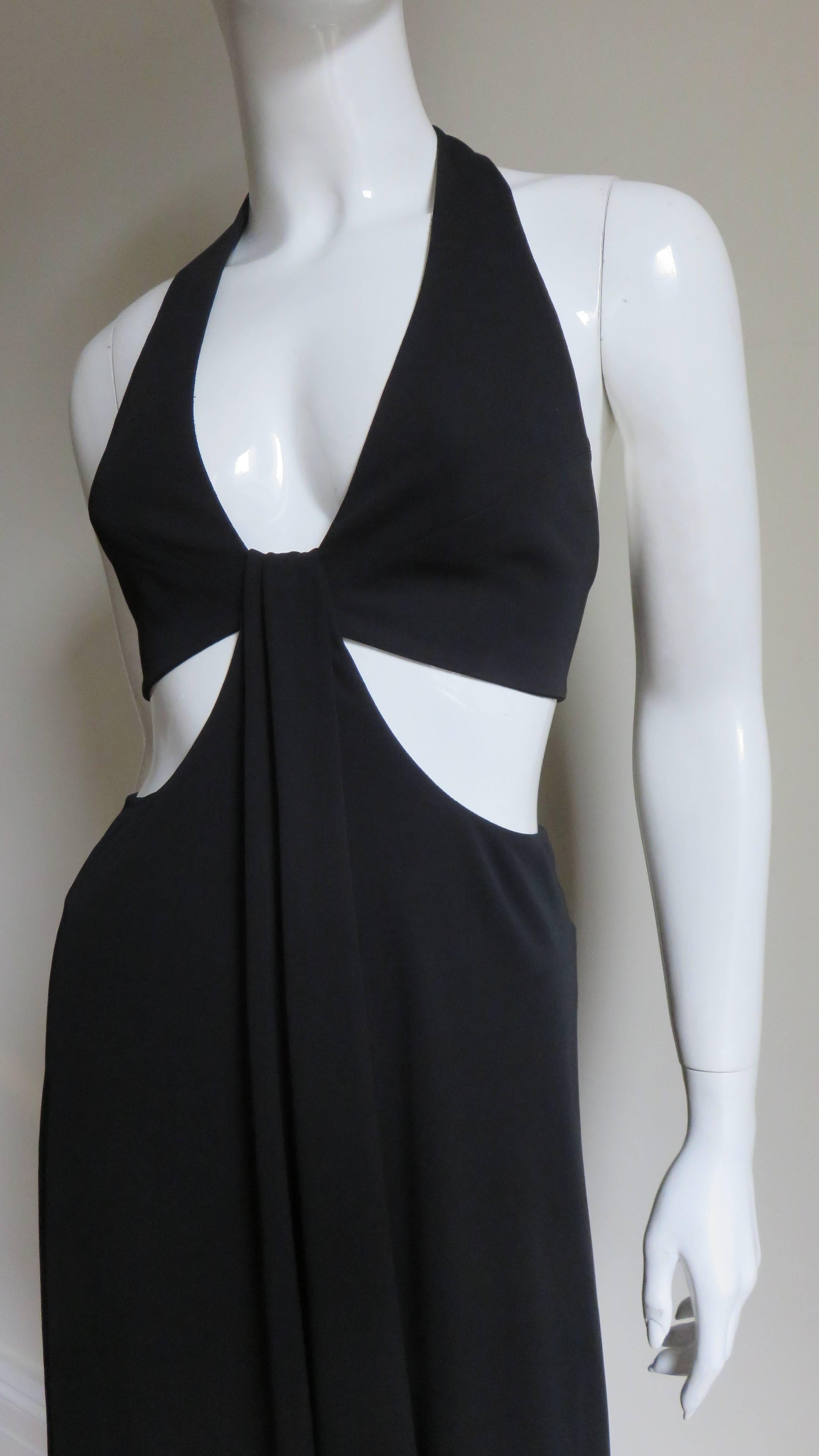 1990s Herve Leger Bare Waisted Plunge Halter  In Good Condition In Water Mill, NY