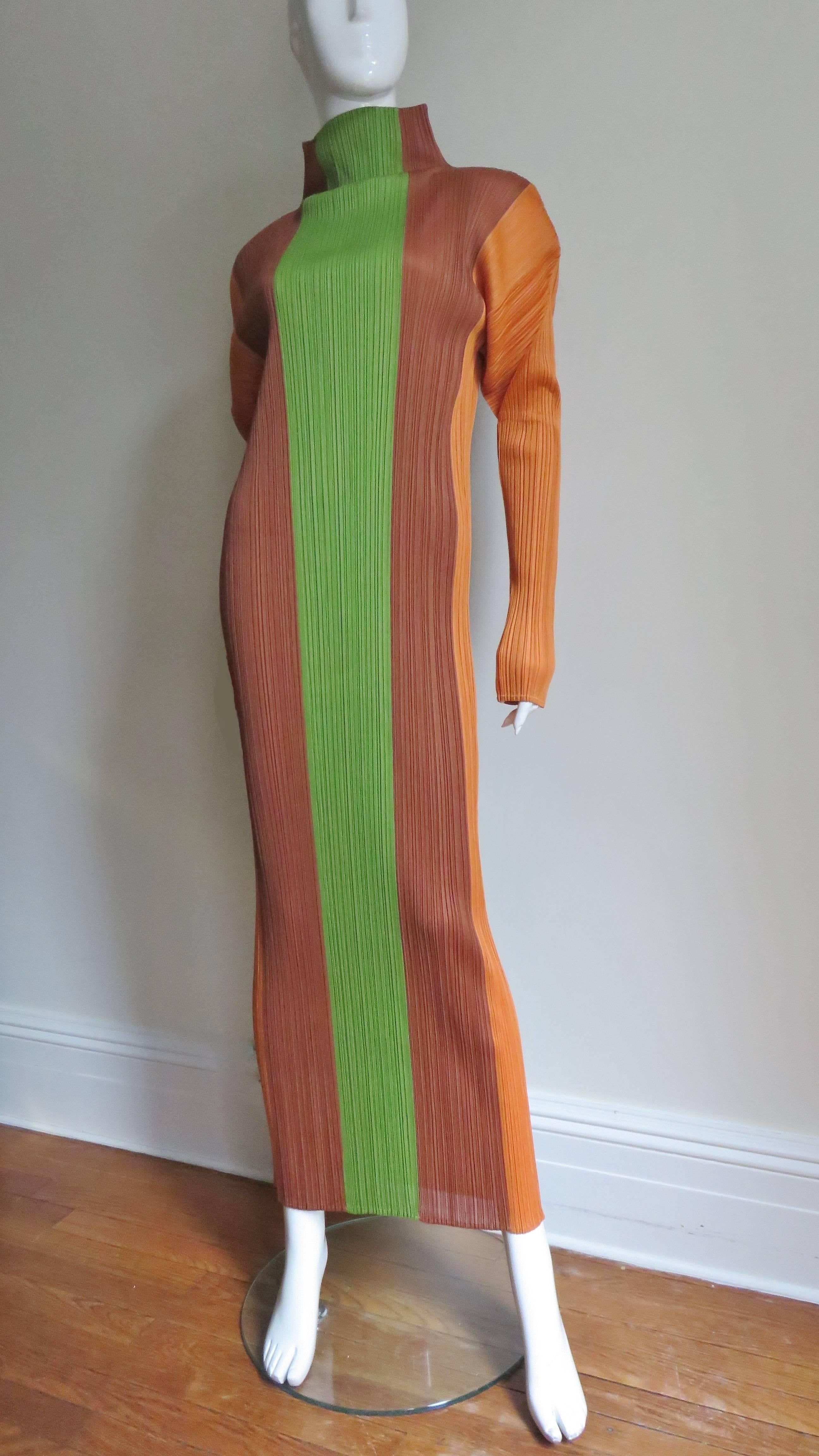 Issey Miyake Color Block Maxi Dress 1990s In Excellent Condition For Sale In Water Mill, NY