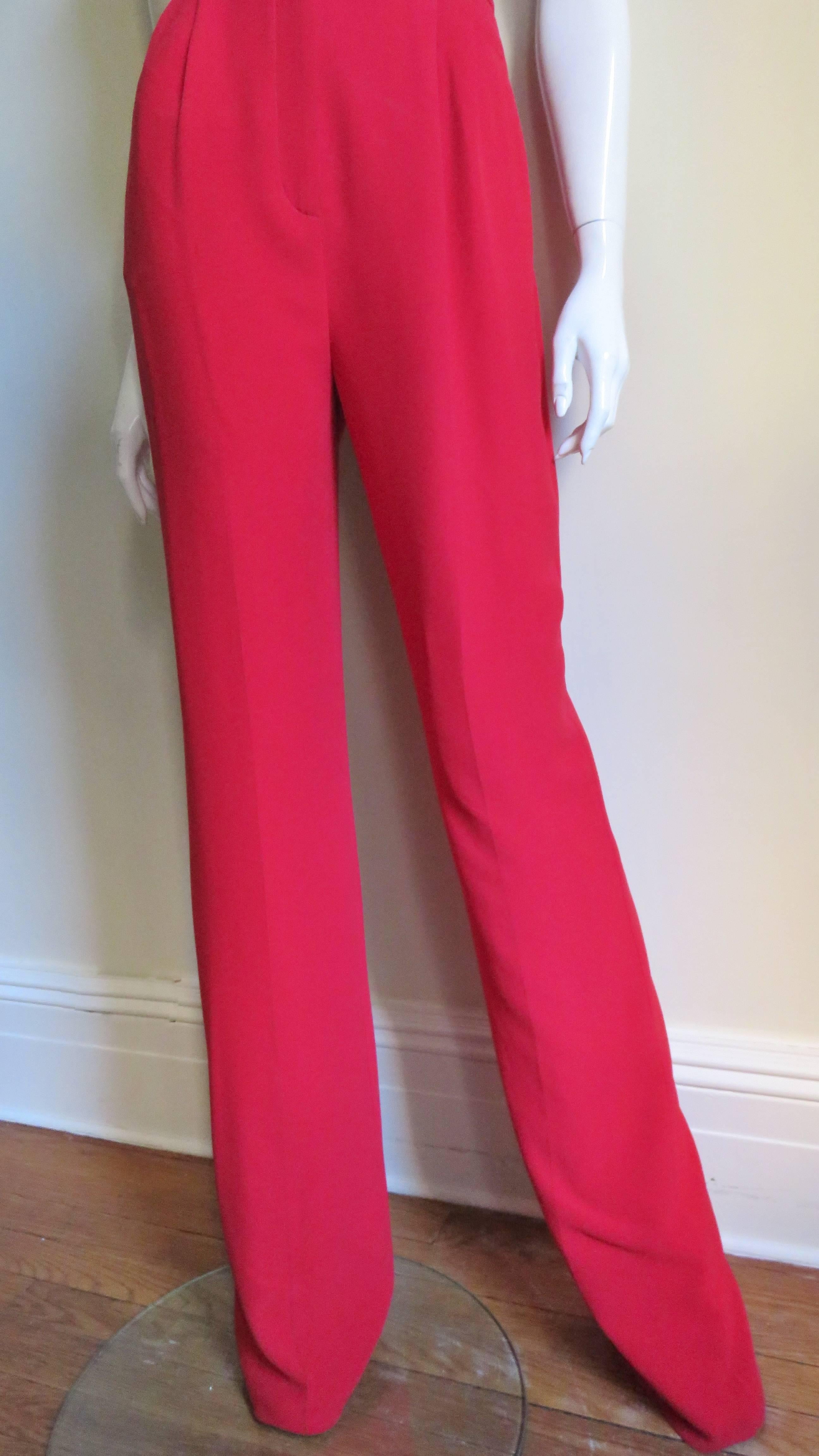 Valentino Plunge Halter Jumpsuit In Good Condition In Water Mill, NY