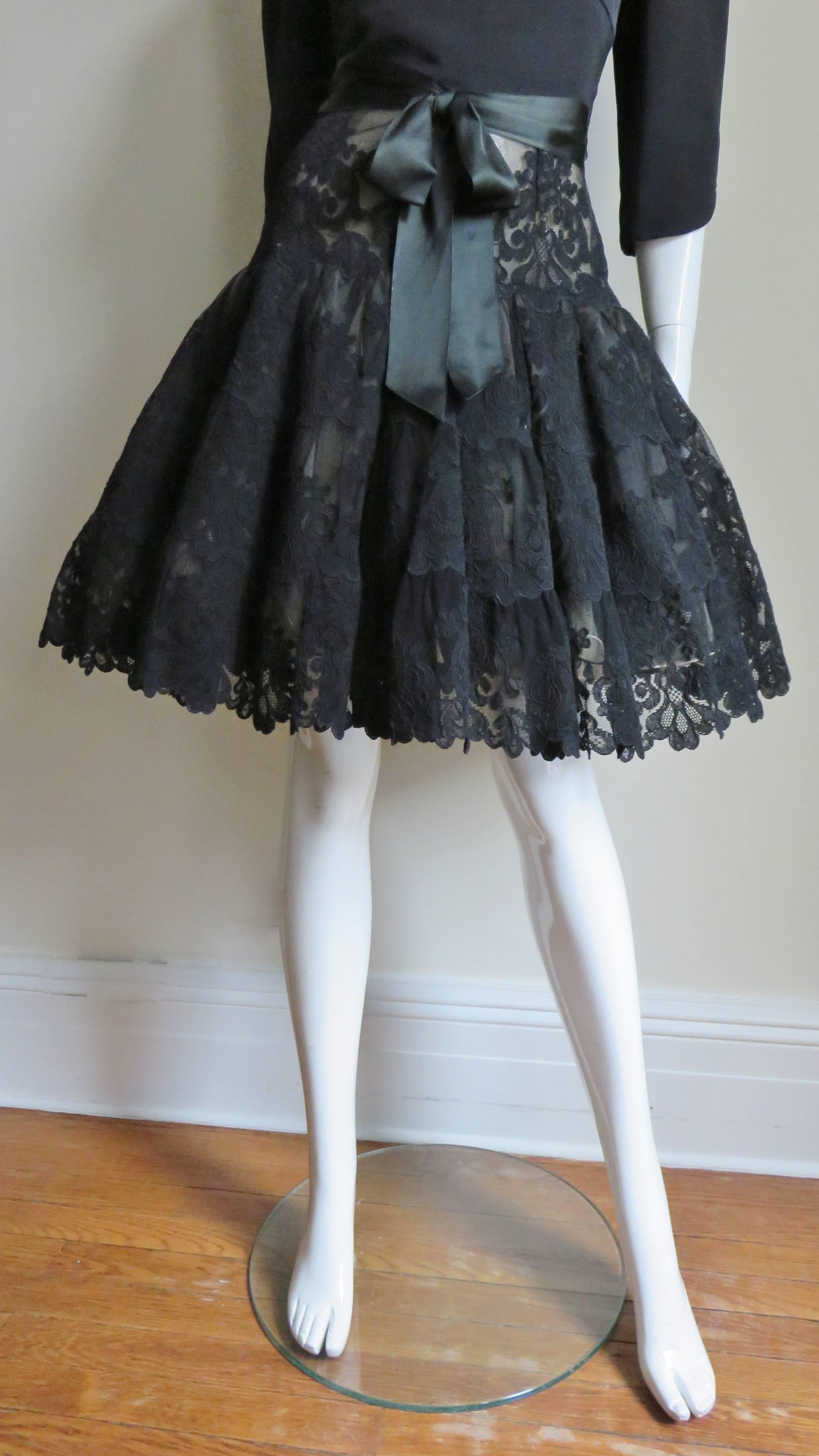 Women's Vicky Tiel Couture Silk and Lace Full Skirt Dress For Sale