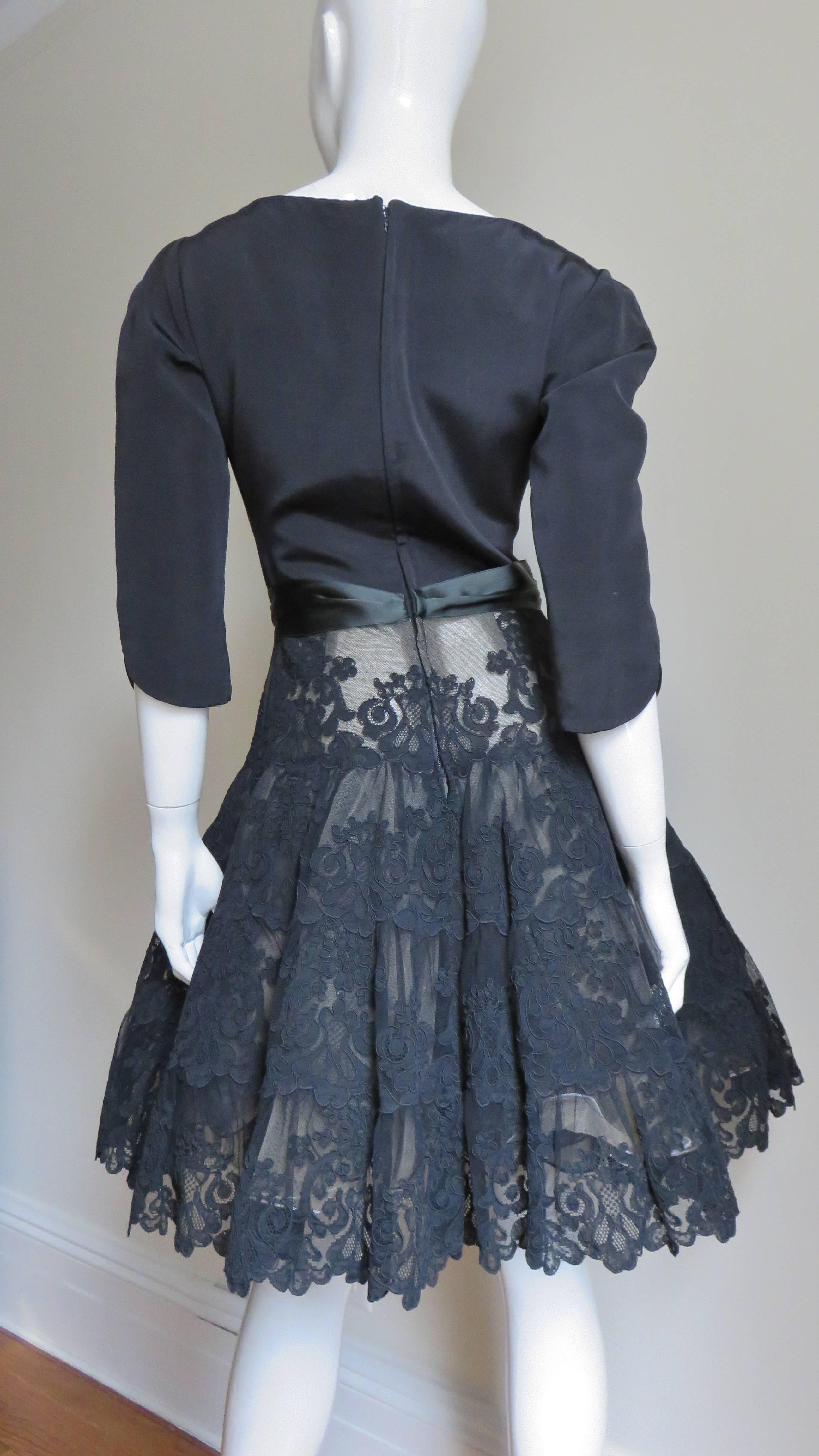 Vicky Tiel Couture Silk and Lace Full Skirt Dress For Sale 5