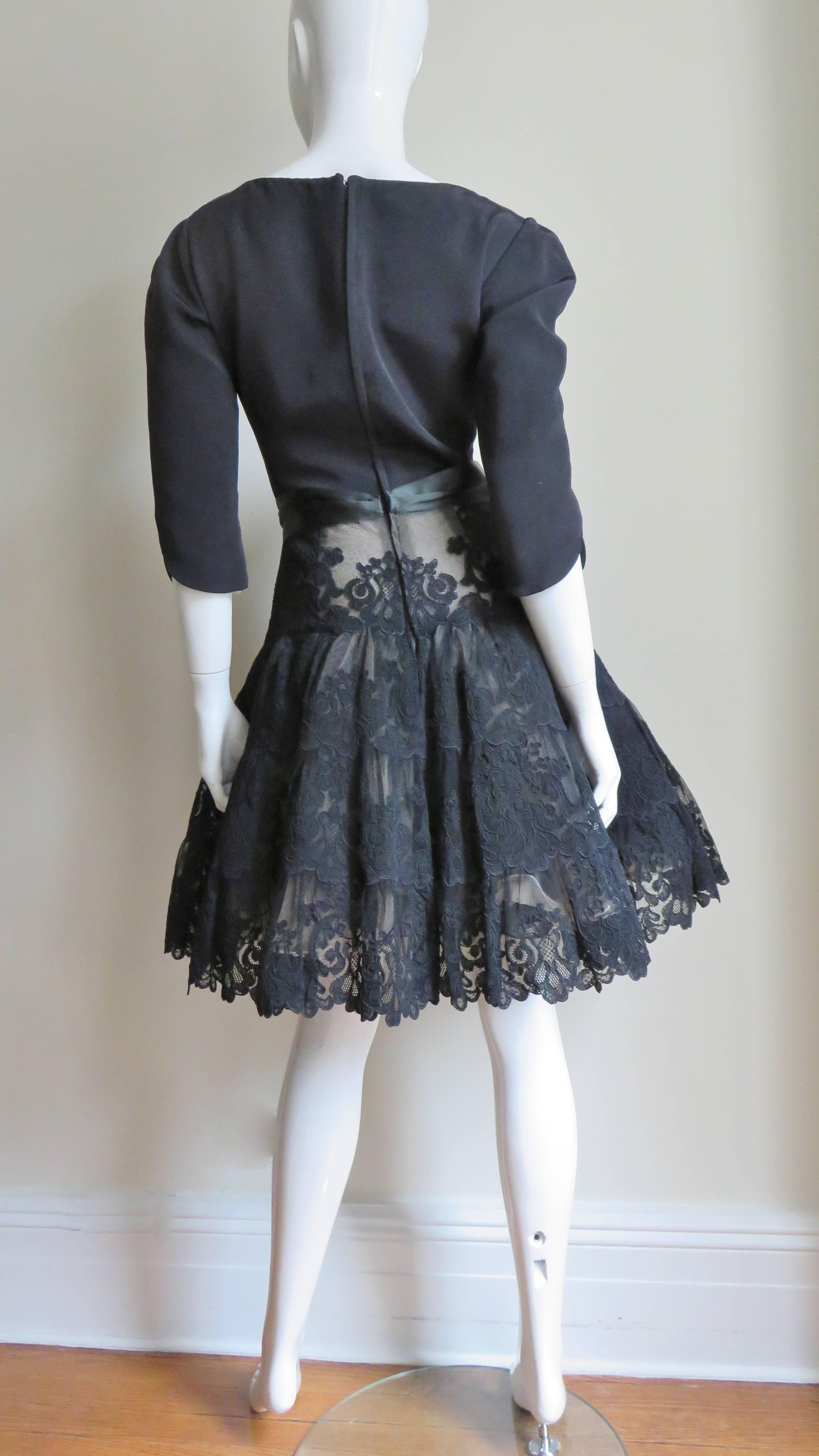 Vicky Tiel Couture Silk and Lace Full Skirt Dress For Sale 7
