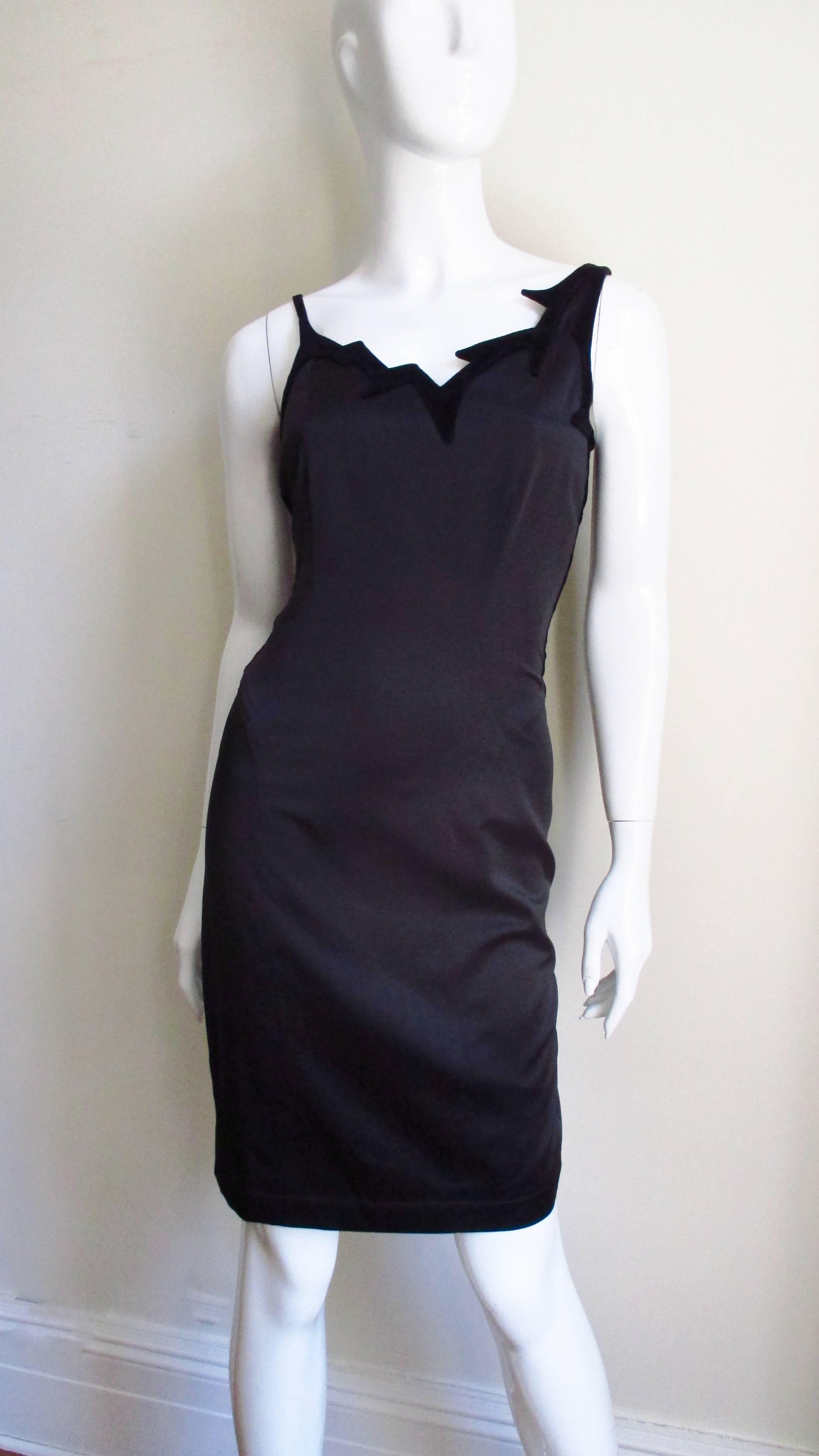 Thierry Mugler Silk Dress with Asymmetric Neckline In Good Condition For Sale In Water Mill, NY