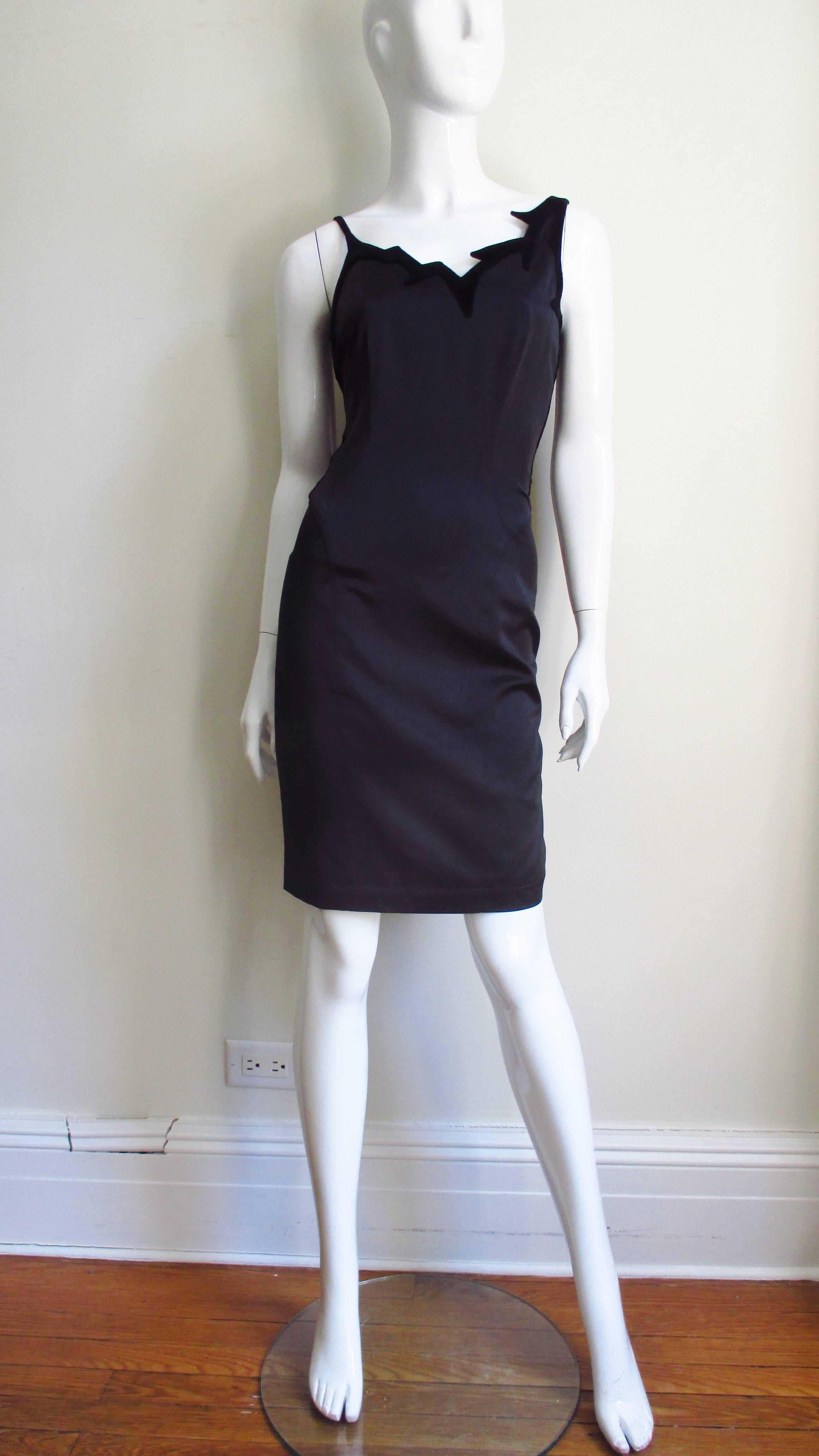 Women's Thierry Mugler Silk Dress with Asymmetric Neckline For Sale