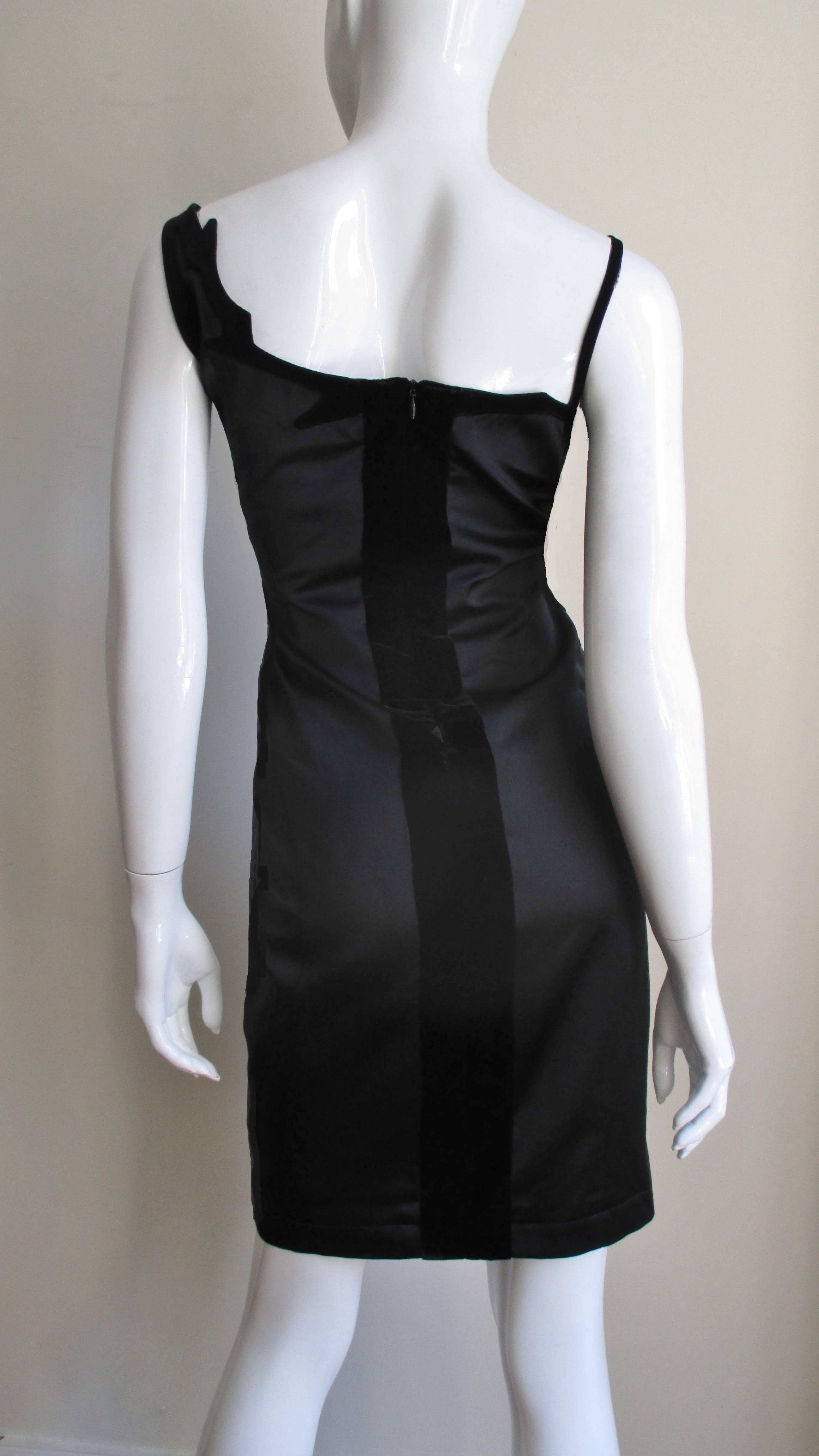 Thierry Mugler Silk Dress with Asymmetric Neckline For Sale 1