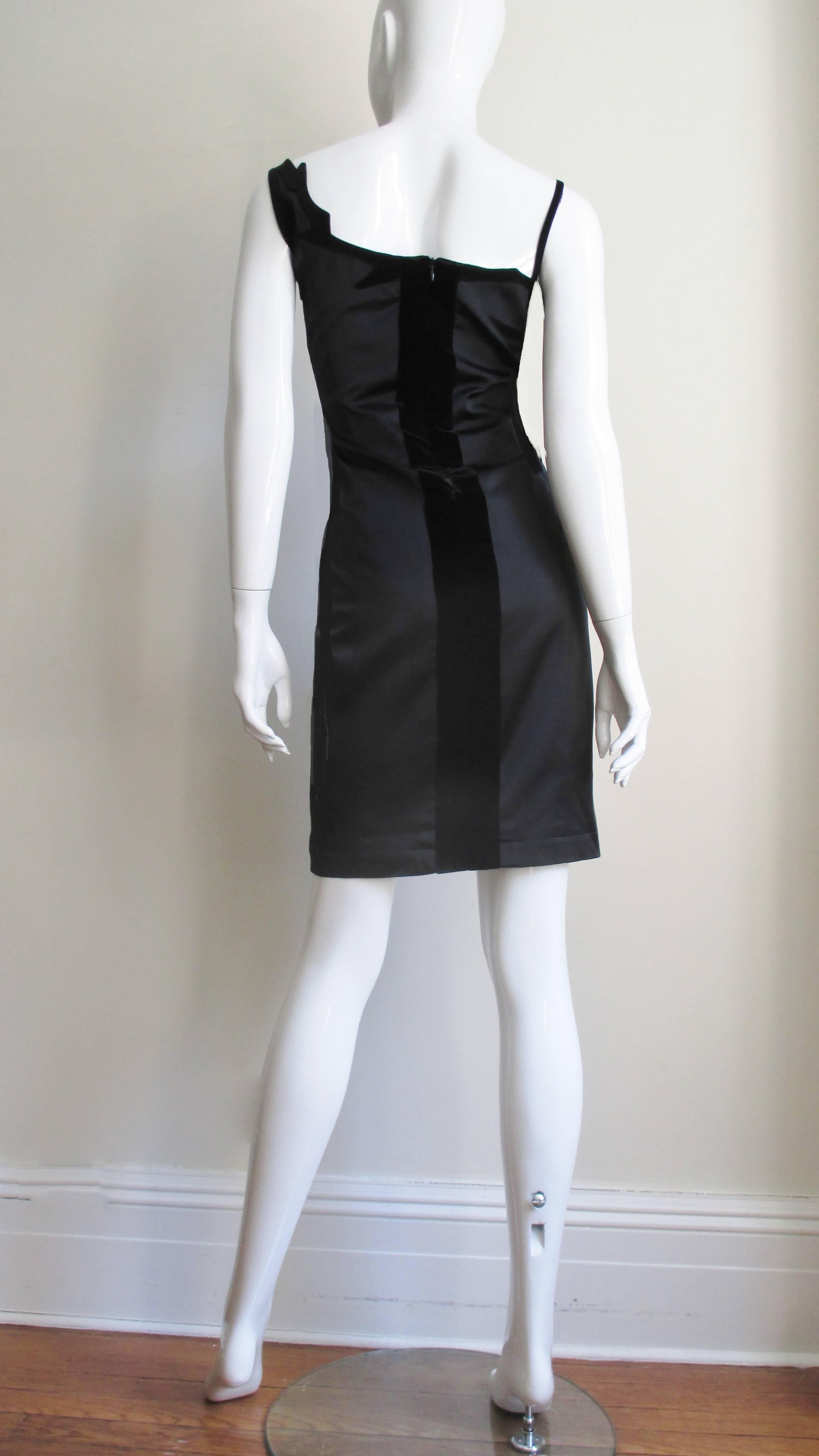 Thierry Mugler Silk Dress with Asymmetric Neckline For Sale 3