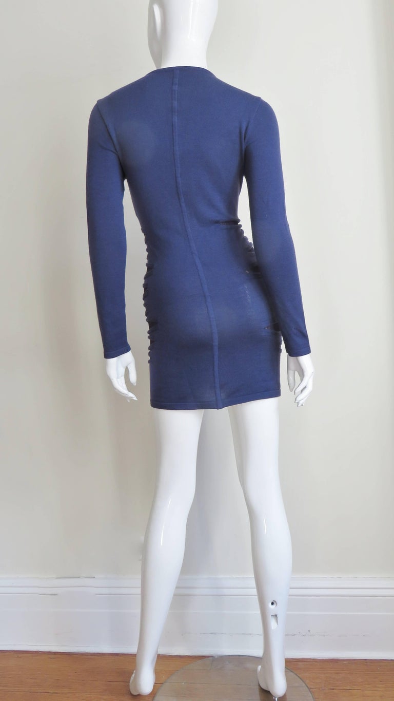 Versace Navy Bodycon Dress with Mesh Cut outs For Sale at 1stDibs | versace bodycon  dress, bodycon dress with cutouts, house of cb naomi dress
