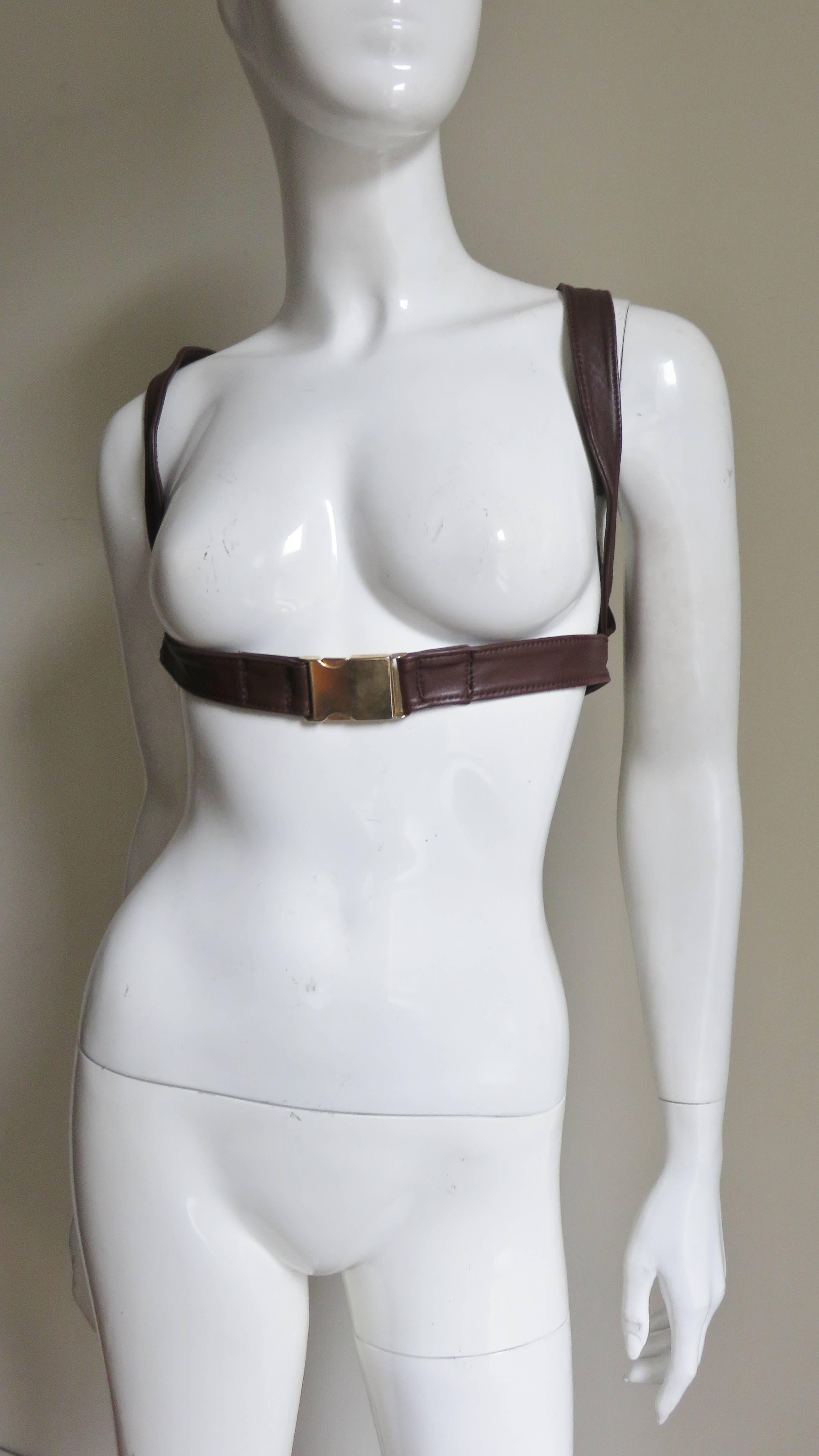 black leather harness top