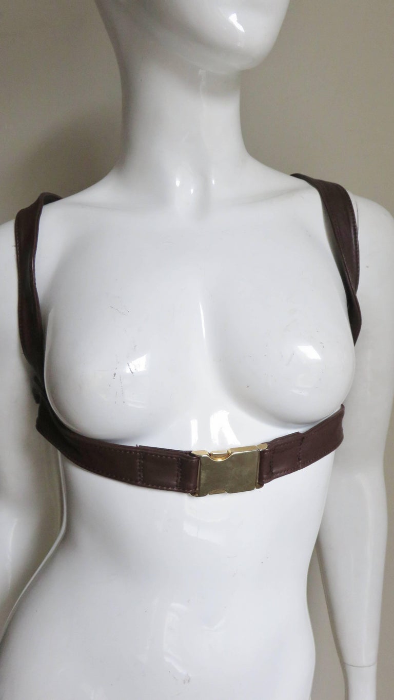 Krizia Leather Harness Top 1980s For Sale 2