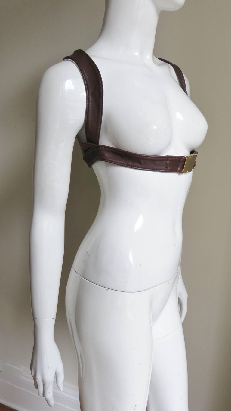 Krizia Leather Harness Top 1980s For Sale 3
