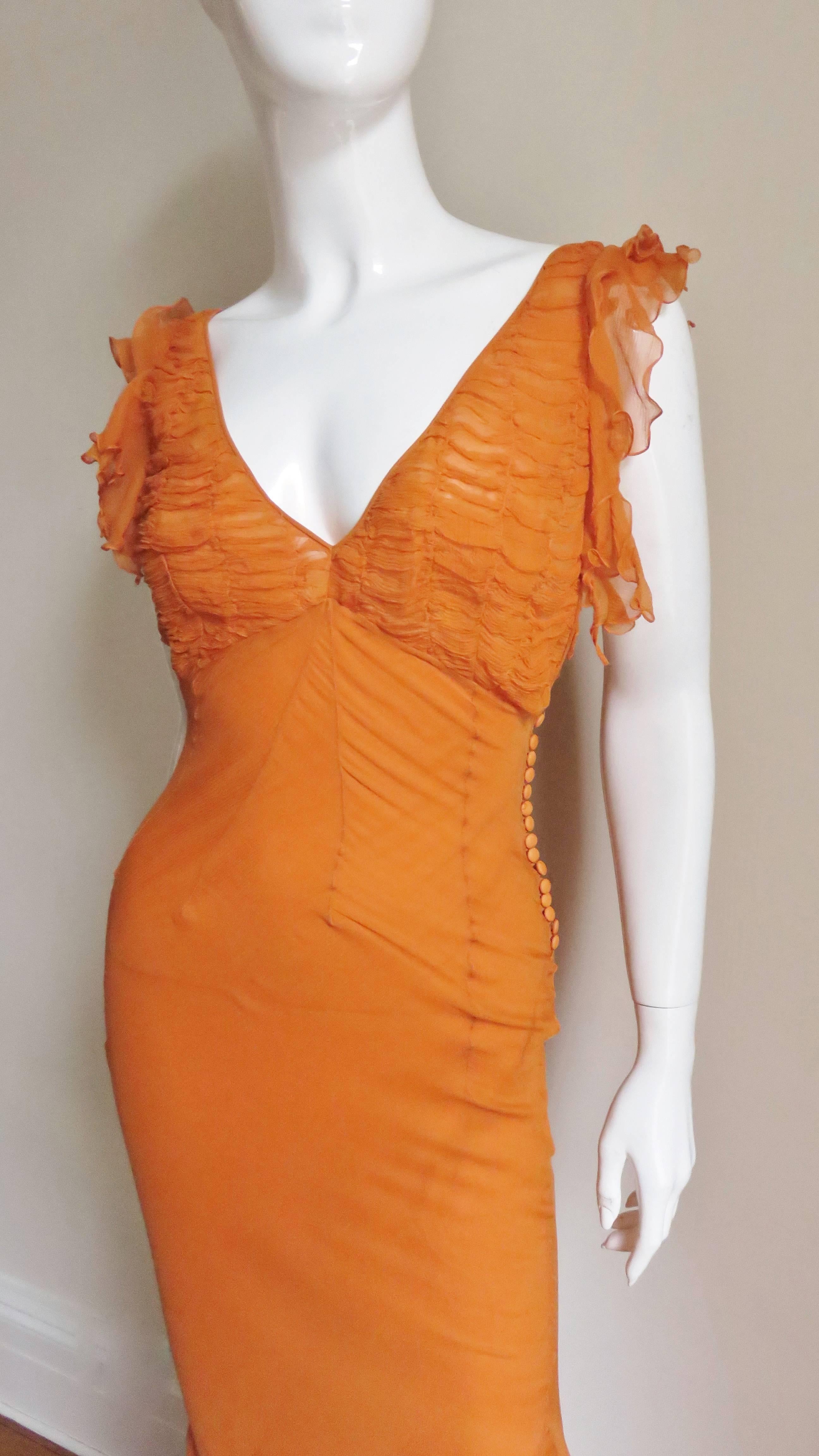 Orange 1990s Christian Dior Galliano Mermaid Gown 