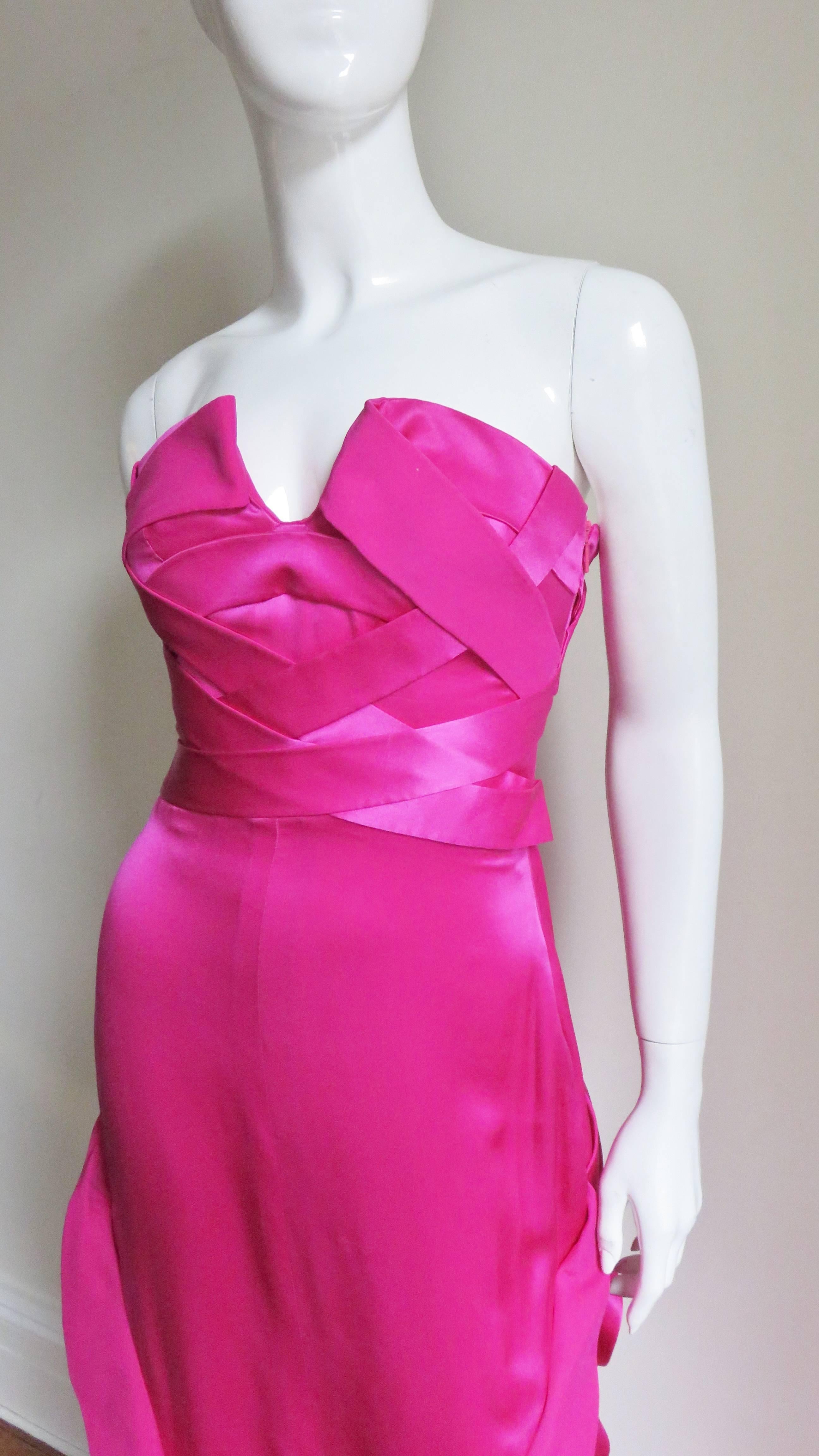 Versace Fuchsia Silk Strapless Gown at 1stDibs | fuchsia silk dress ...