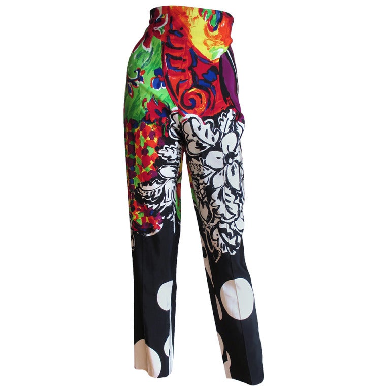1990s Gianni Versace Couture Silk Faille Pants