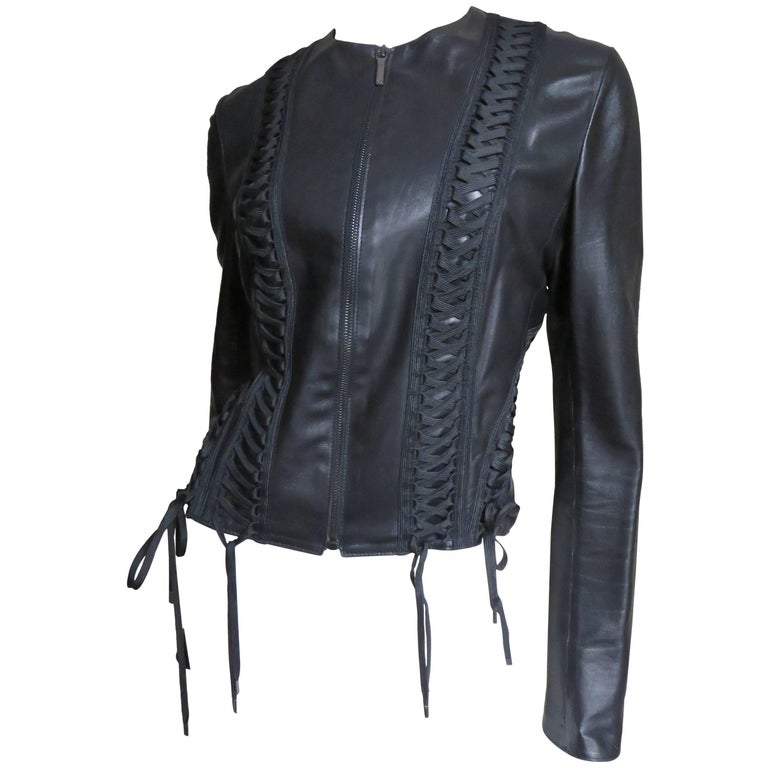 1990s Dior Lace Up Leather Jacket