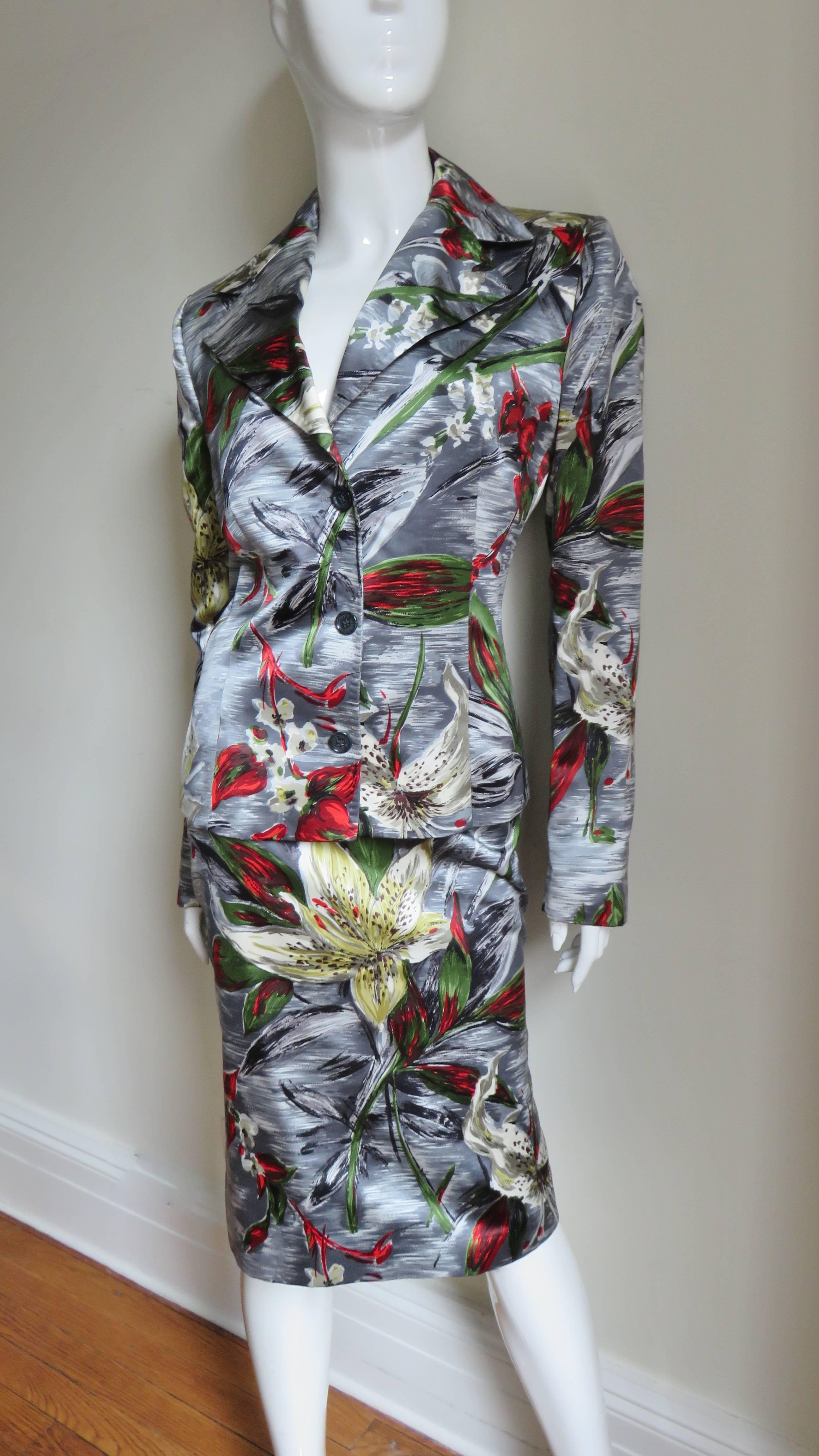 Women's 2000s Dolce & Gabbana Silk Flower Suit