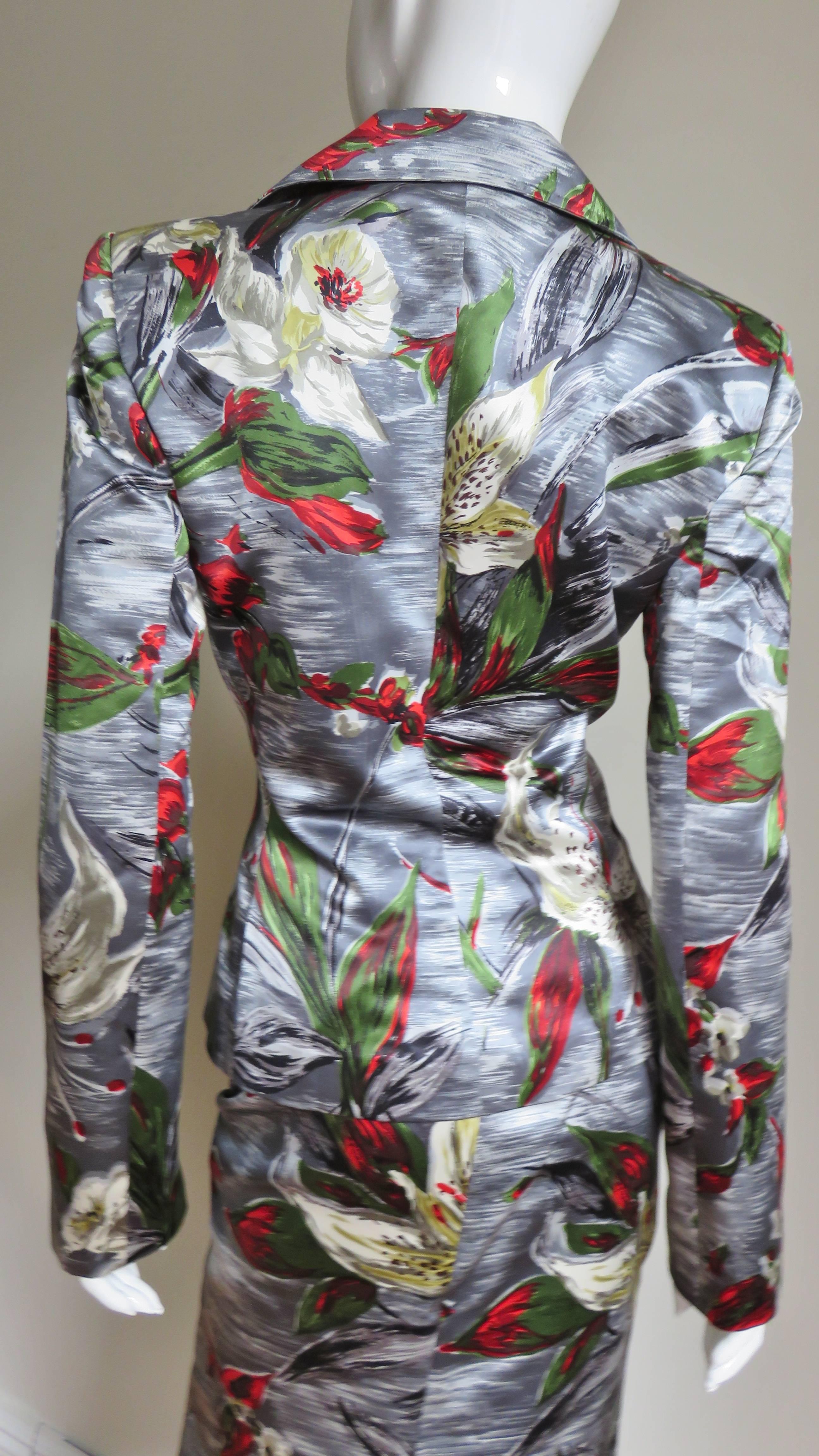 2000s Dolce & Gabbana Silk Flower Suit 3