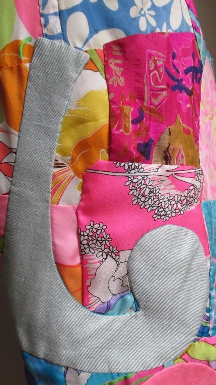 1960s LOVE Applique Patchwork Maxi In Excellent Condition In Water Mill, NY