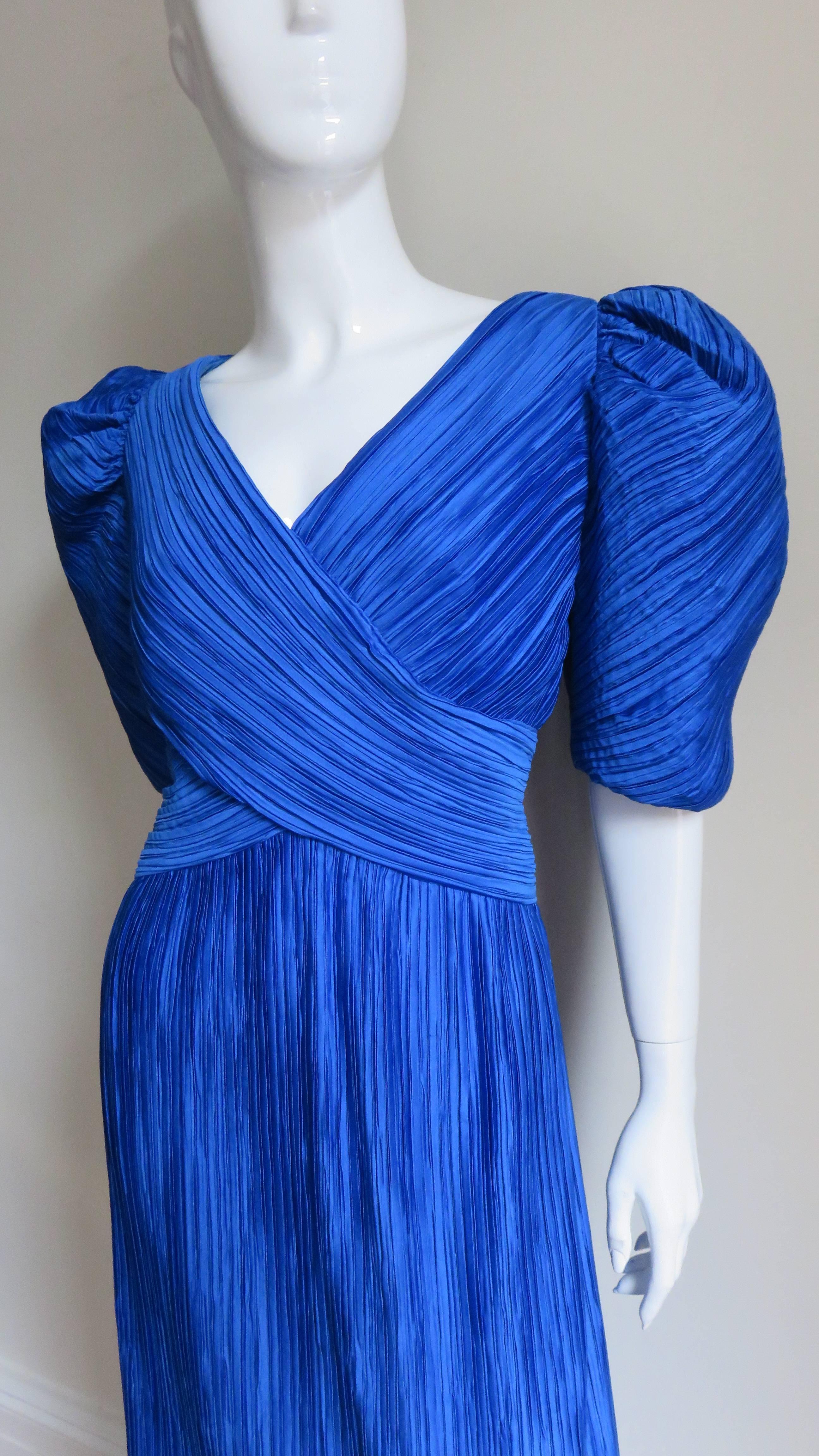 Blue  Richilene Wrap Dress 1980s