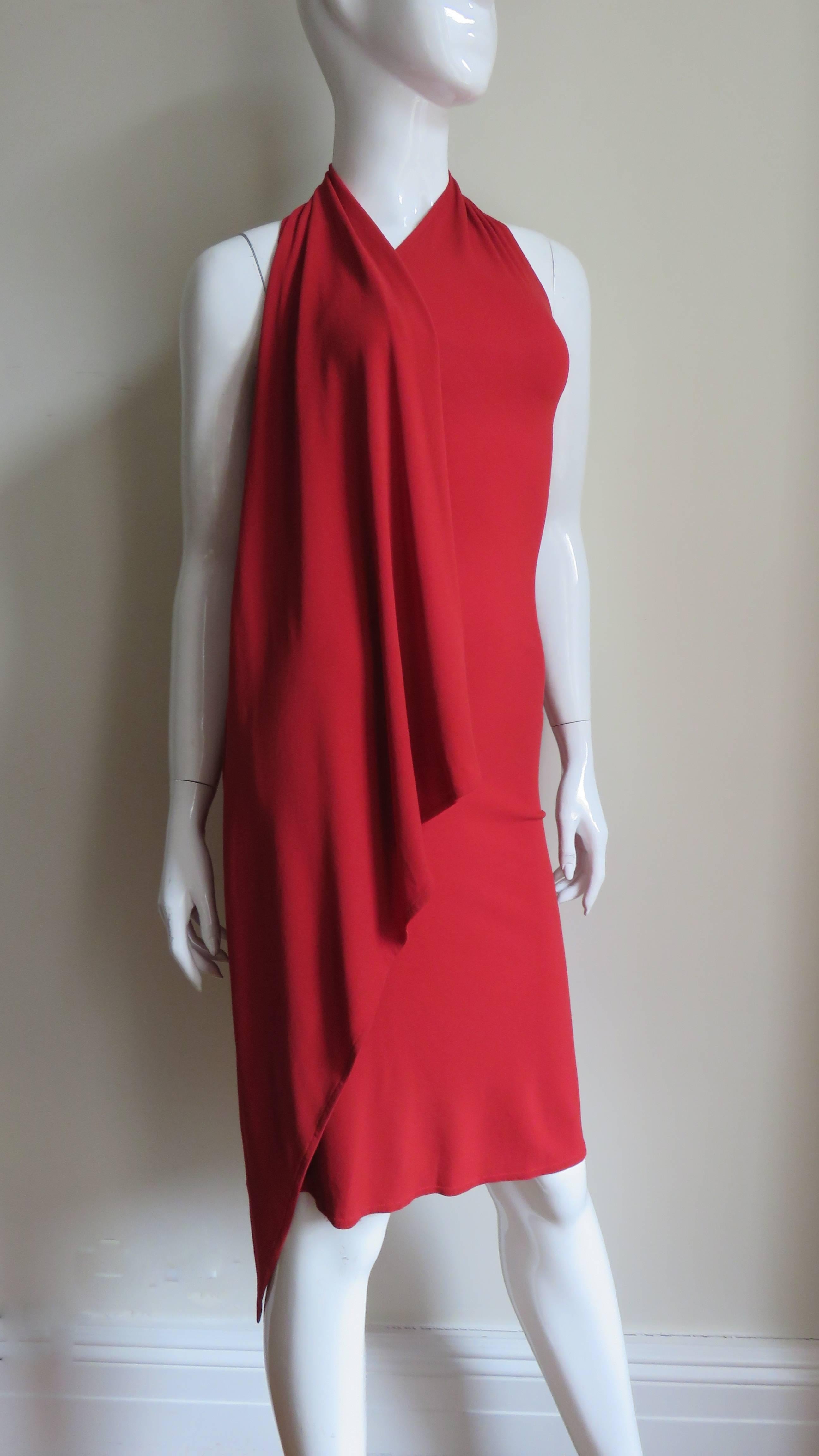 1990s Donna Karan Draped Halter Dress In Good Condition In Water Mill, NY