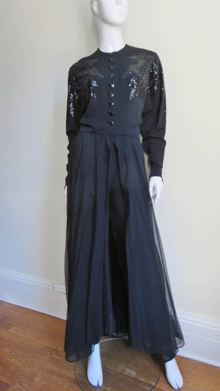 1950s hostess gown pant set