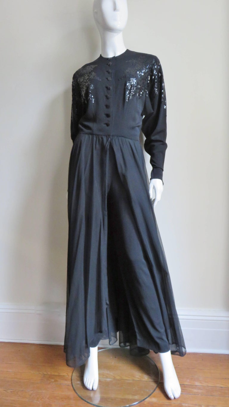 1950s Overdress and Pants Hostess Set with Sequins For Sale at 1stdibs