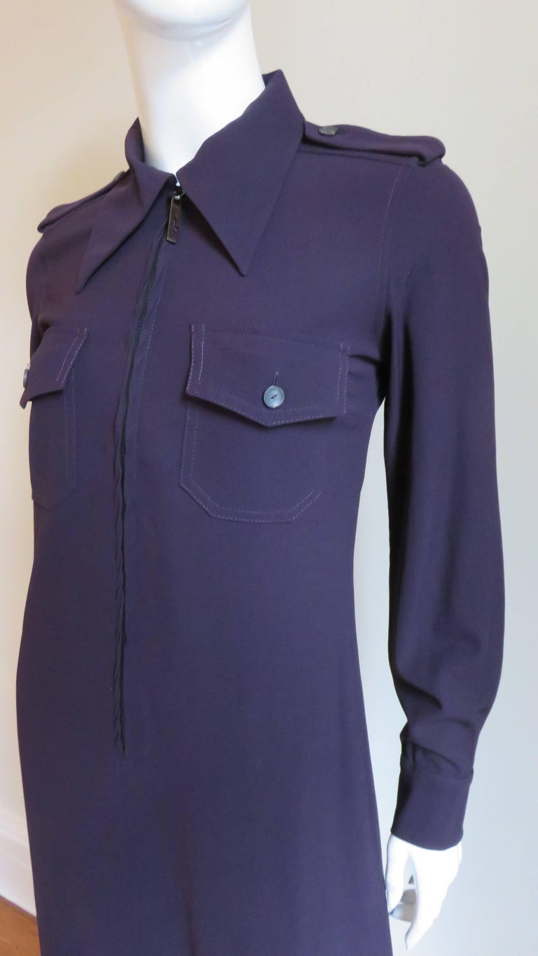 1996 Gucci Zipper Front Deep Purple Shirtwaist Dress For Sale at 1stdibs