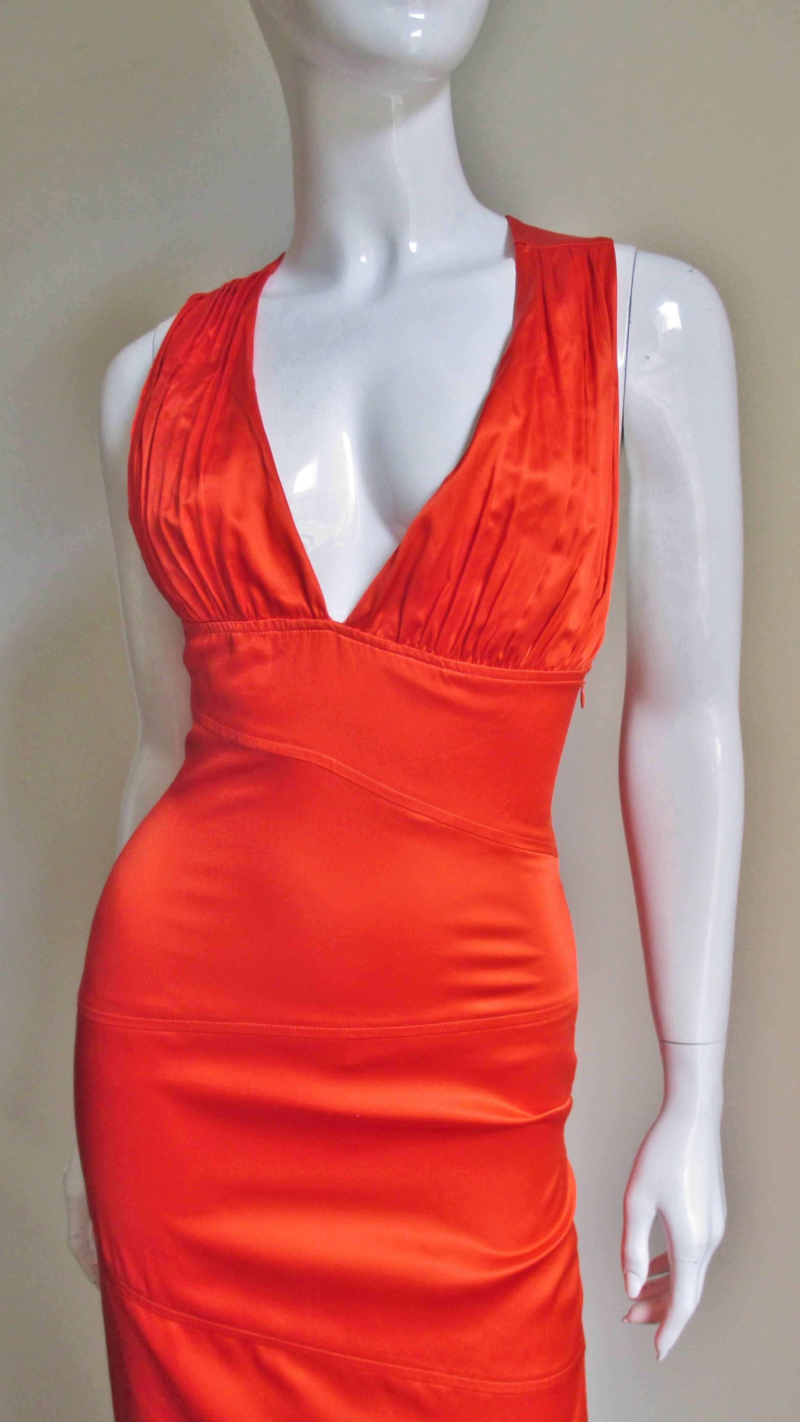 1990s Versace Bodycon Plunge Front Cross Back Dress 3
