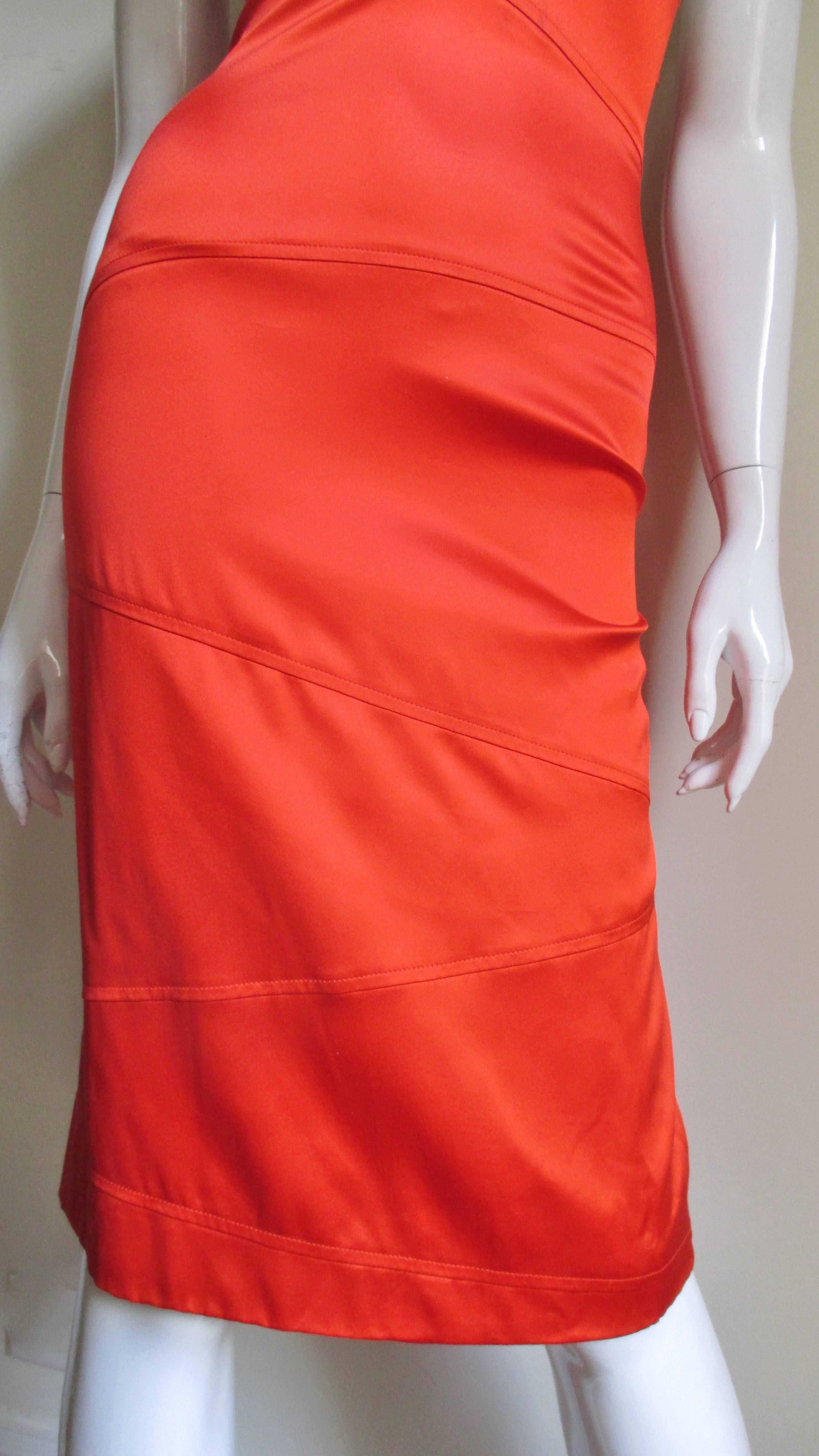 1990s Versace Bodycon Plunge Front Cross Back Dress 5