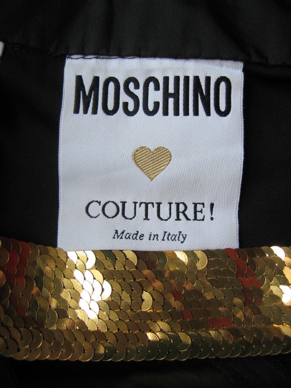 Moschino Couture Dress with Sequin Peace Sign Back For Sale 7