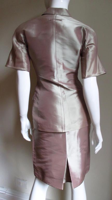 Women's  Jean Paul Gaultier Blush Pink Silk Skirt Suit For Sale