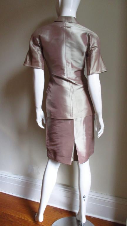  Jean Paul Gaultier Blush Pink Silk Skirt Suit For Sale 2