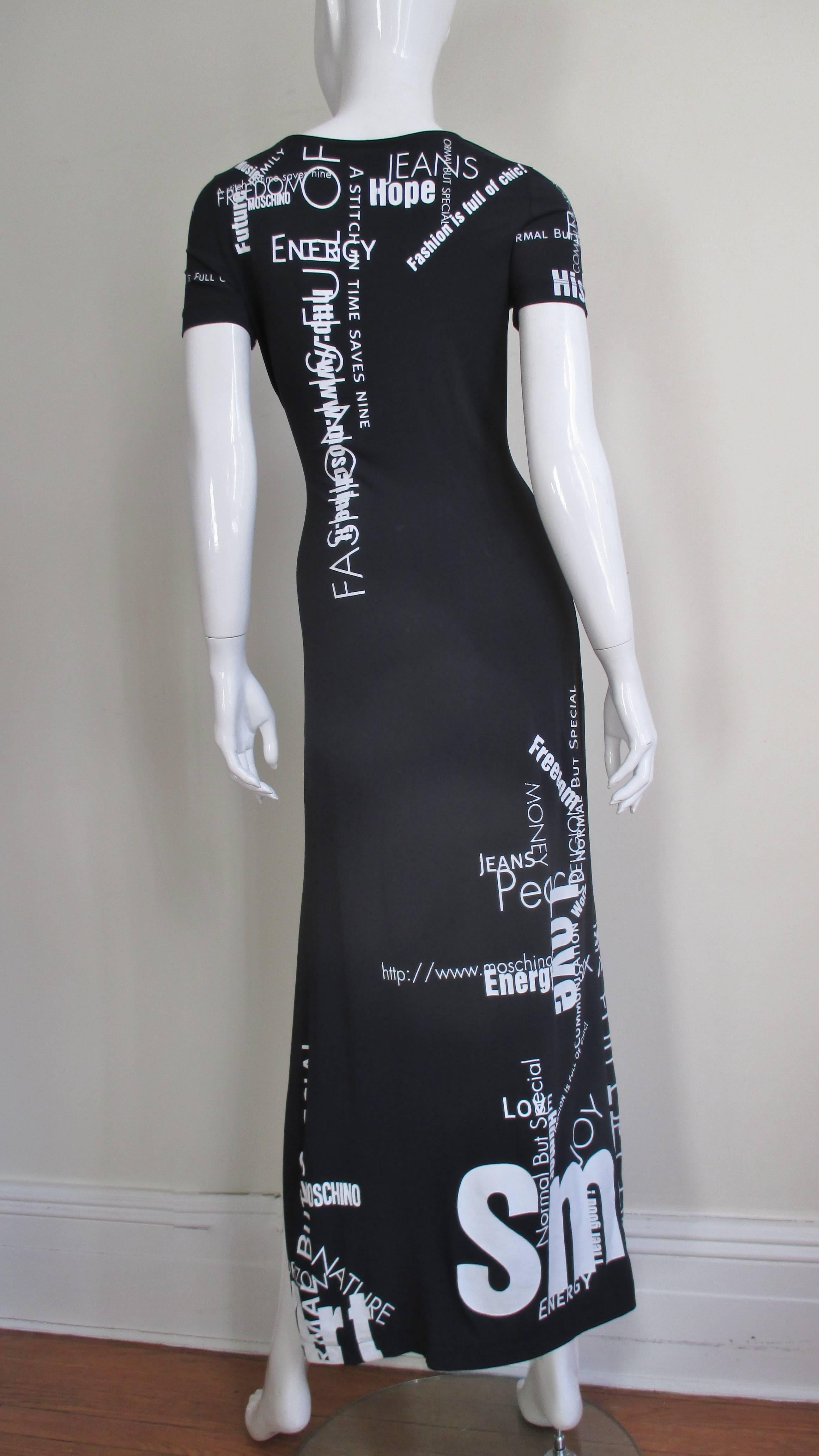 Moschino Words and Phrases Printed Maxi Dress 1990s 2