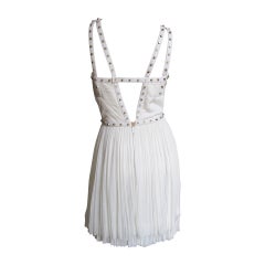 Versace Dress With Leather Straps, Silk & Studs