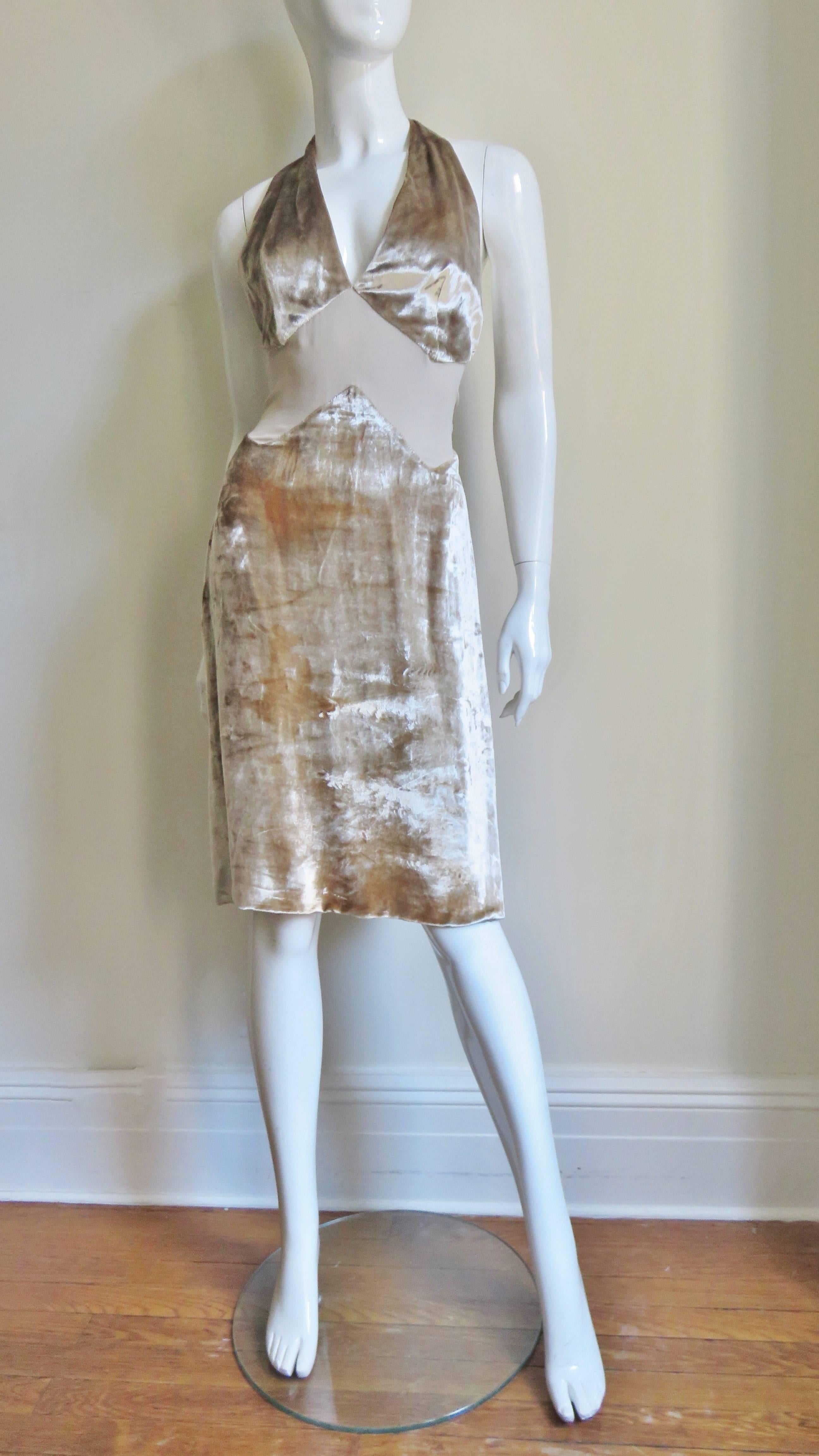 Gianni Versace Silk Sheer Waist Plunge Halter Dress 2