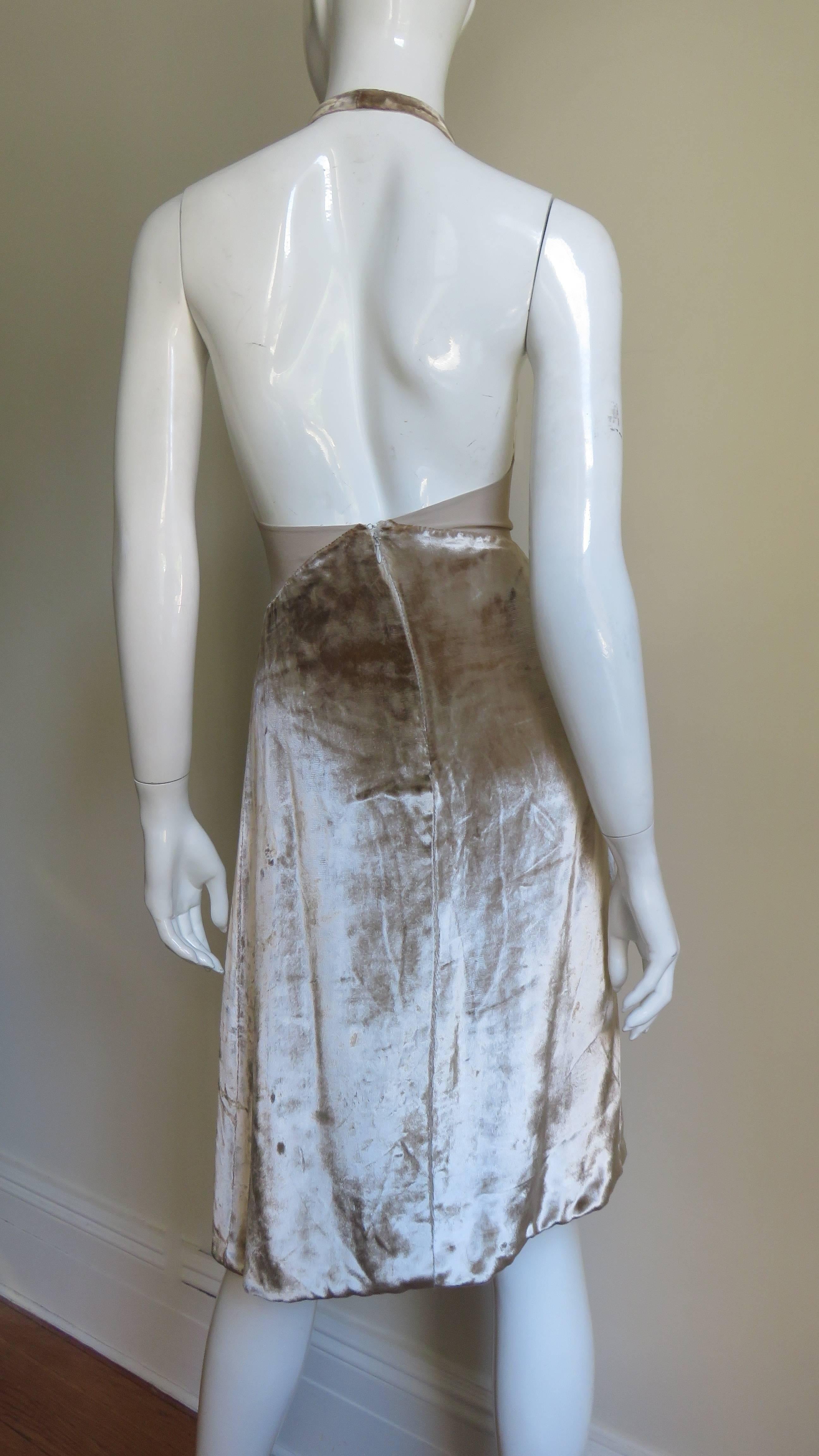 Gianni Versace Silk Sheer Waist Plunge Halter Dress 3