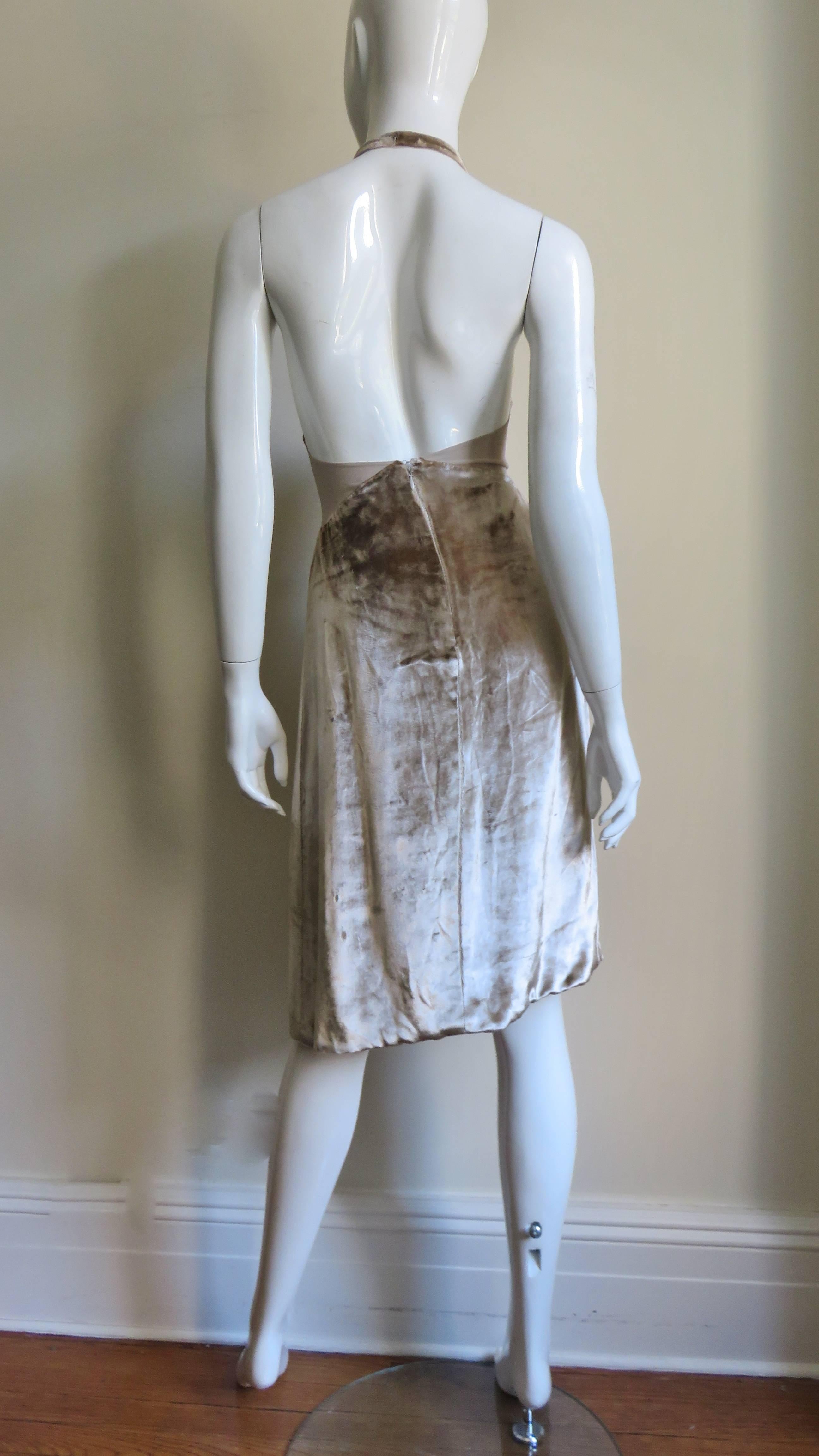 Gianni Versace Silk Sheer Waist Plunge Halter Dress 5