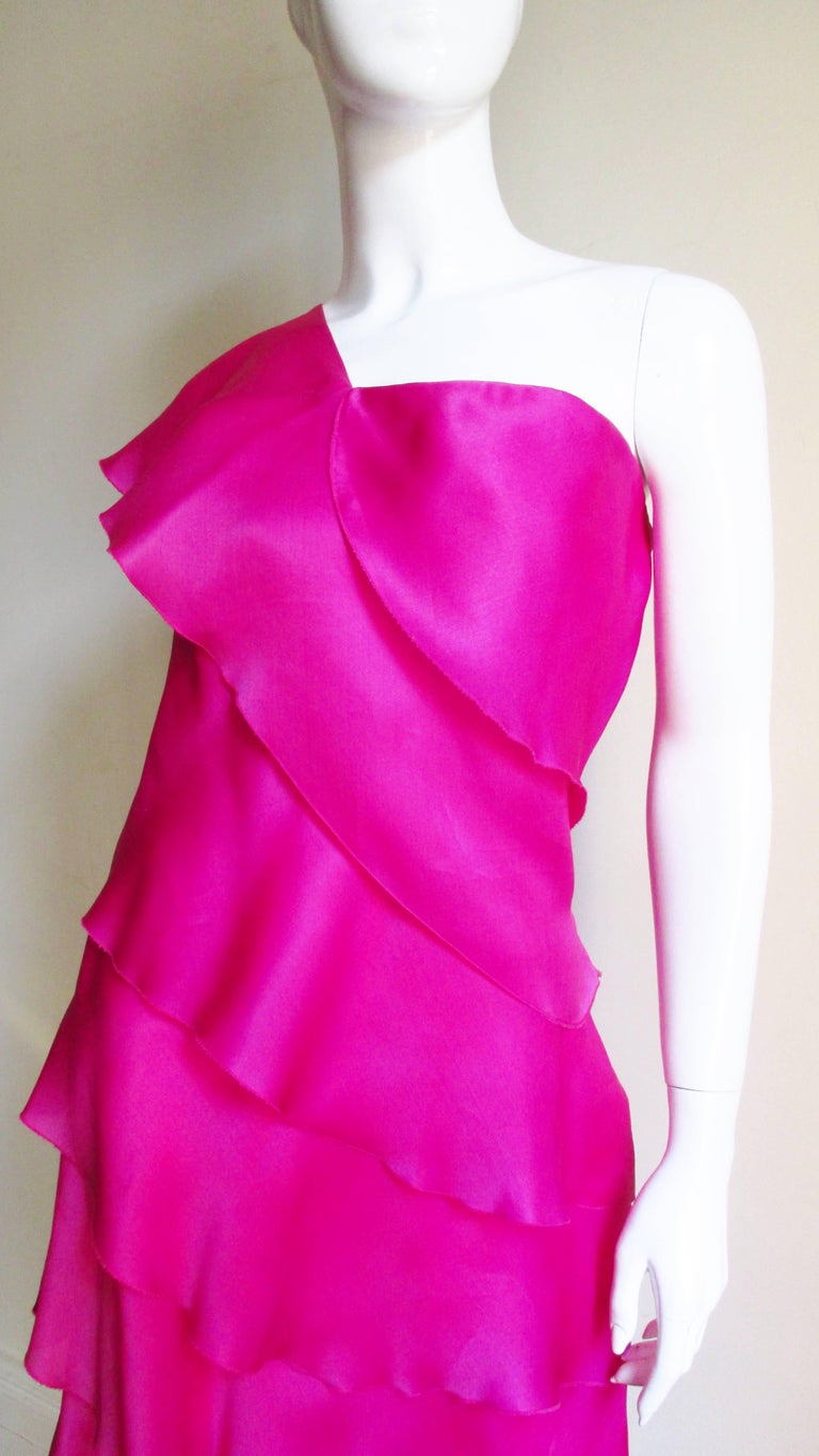 1990s Stunning Jackie Rogers Silk One Shoulder Gown and Shrug For Sale ...