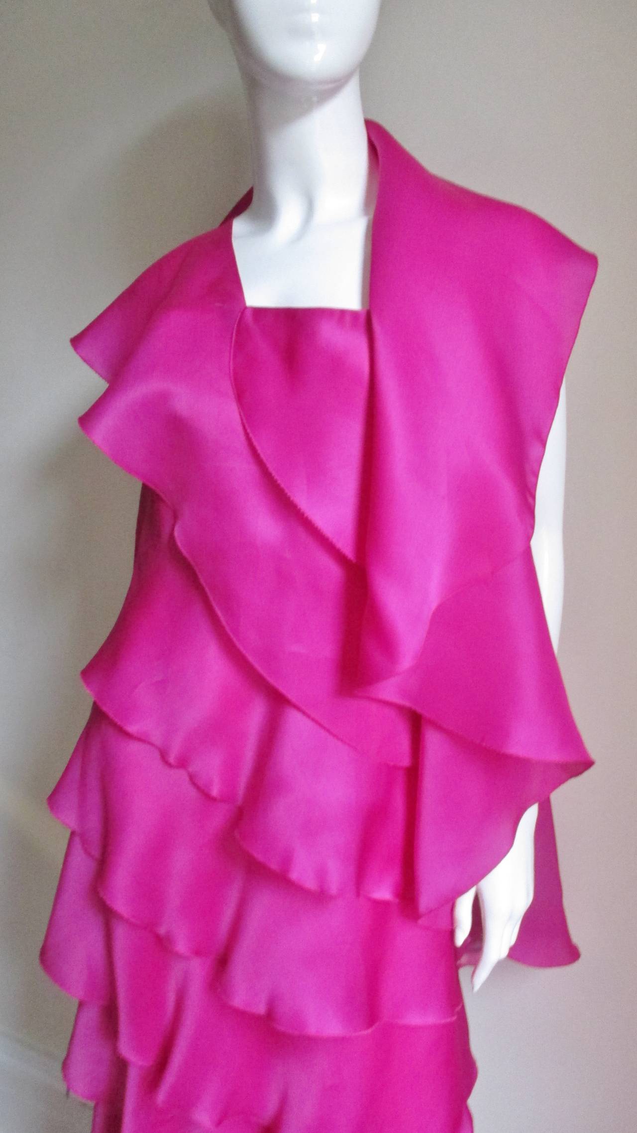 Jackie Rogers Silk One Shoulder Gown and Jacket In Excellent Condition For Sale In Water Mill, NY