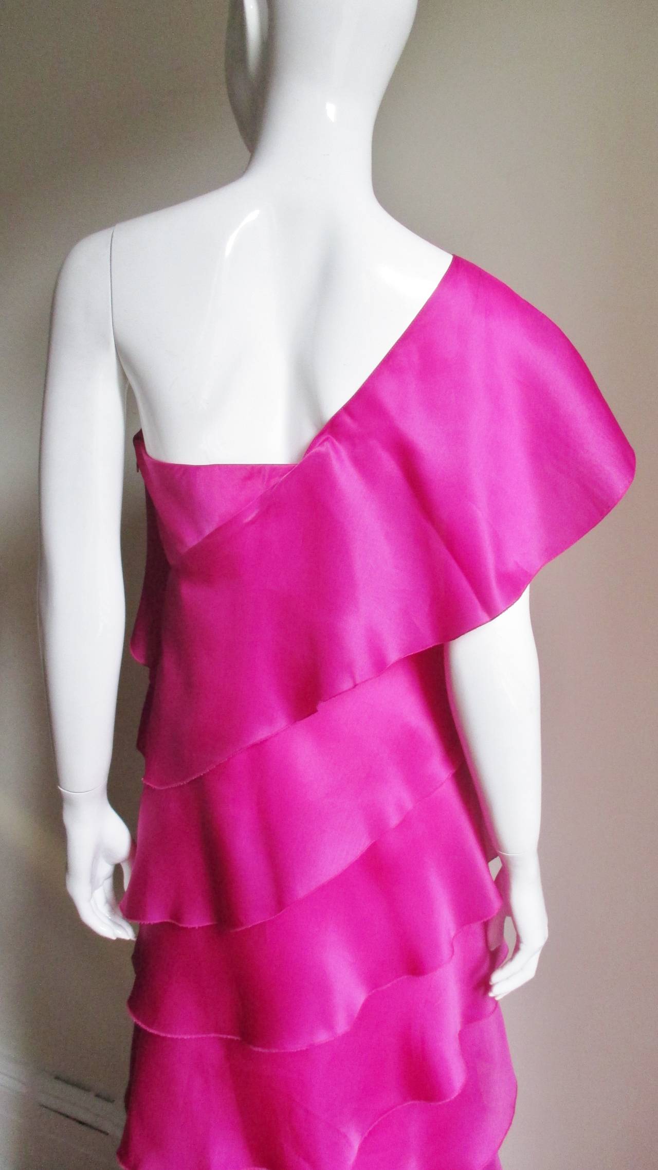 Jackie Rogers Silk One Shoulder Gown and Jacket For Sale 2