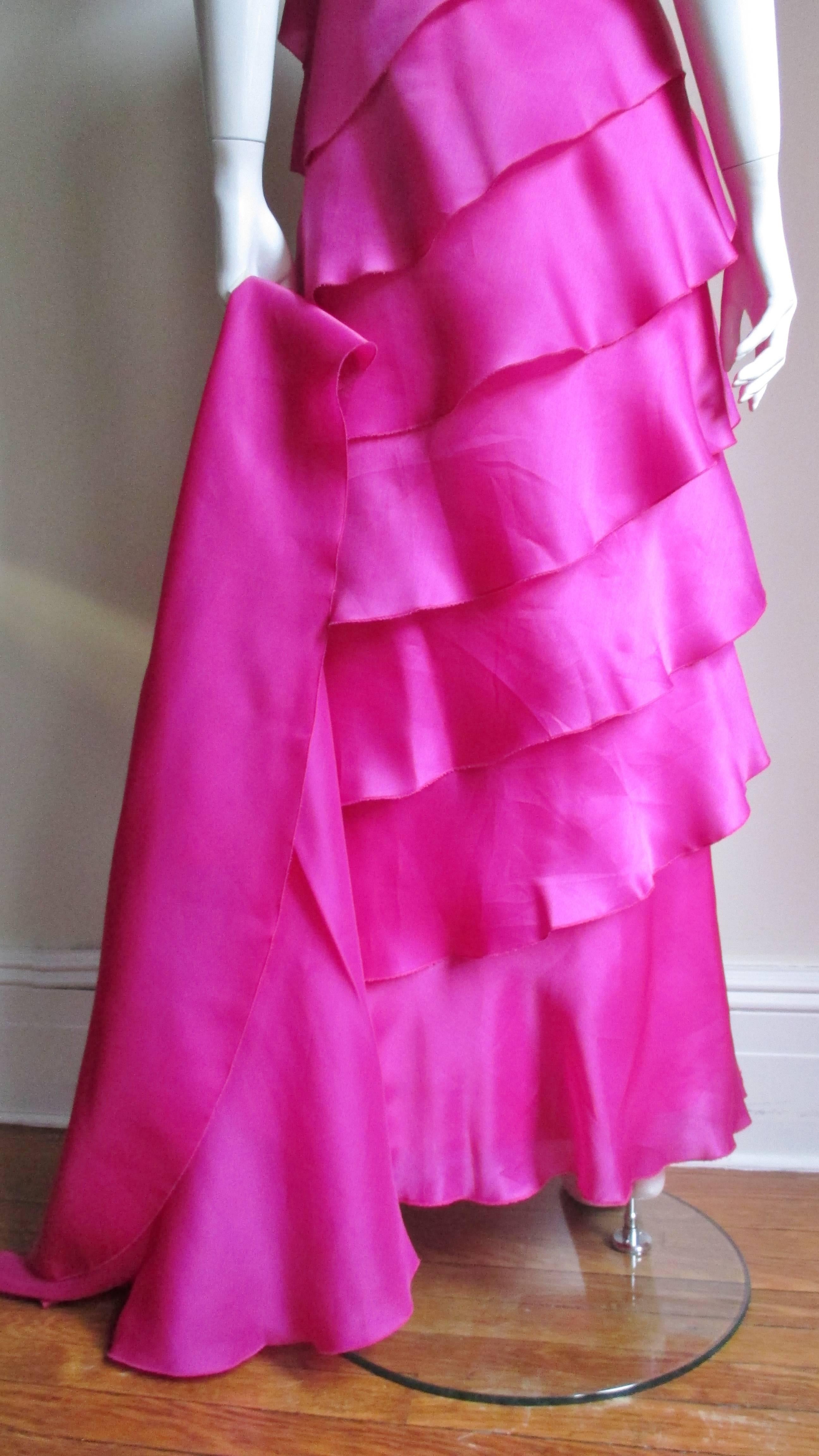 Jackie Rogers Silk One Shoulder Gown and Jacket For Sale 3