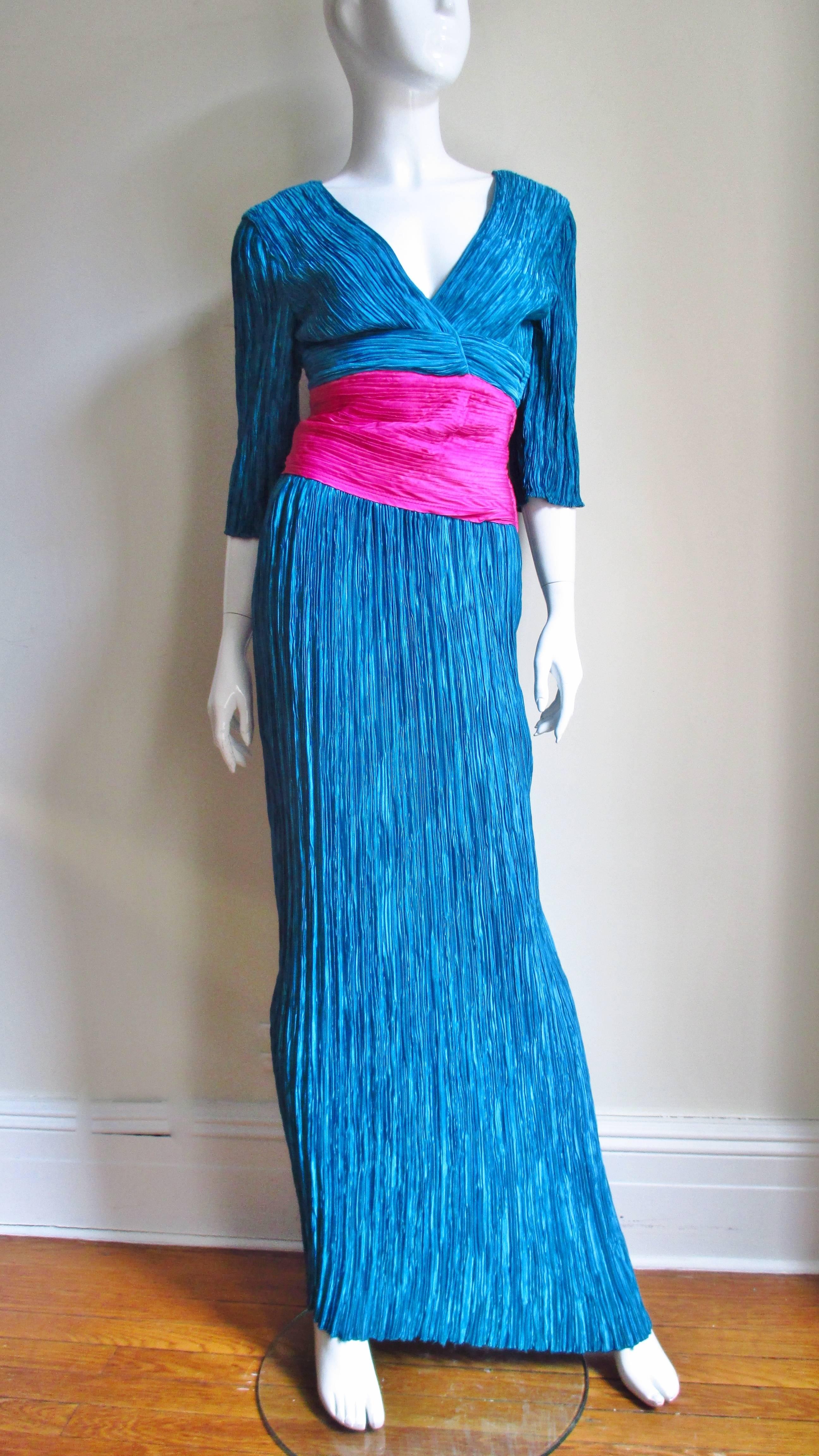  Mary McFadden Couture Color Block Gown  In Excellent Condition In Water Mill, NY