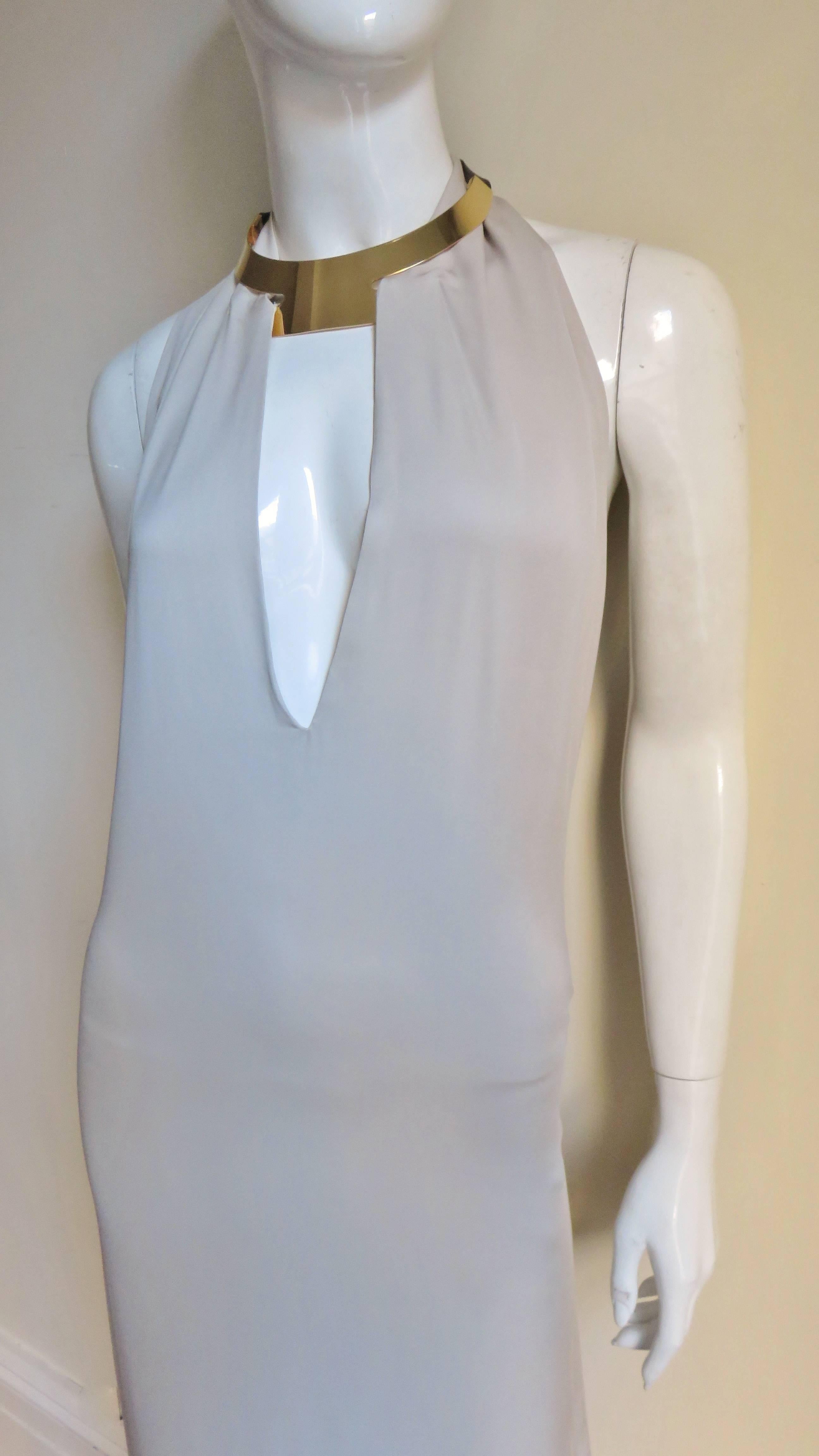 Women's 1996 Tom Ford For Gucci Hardware Collar Backless Dress 