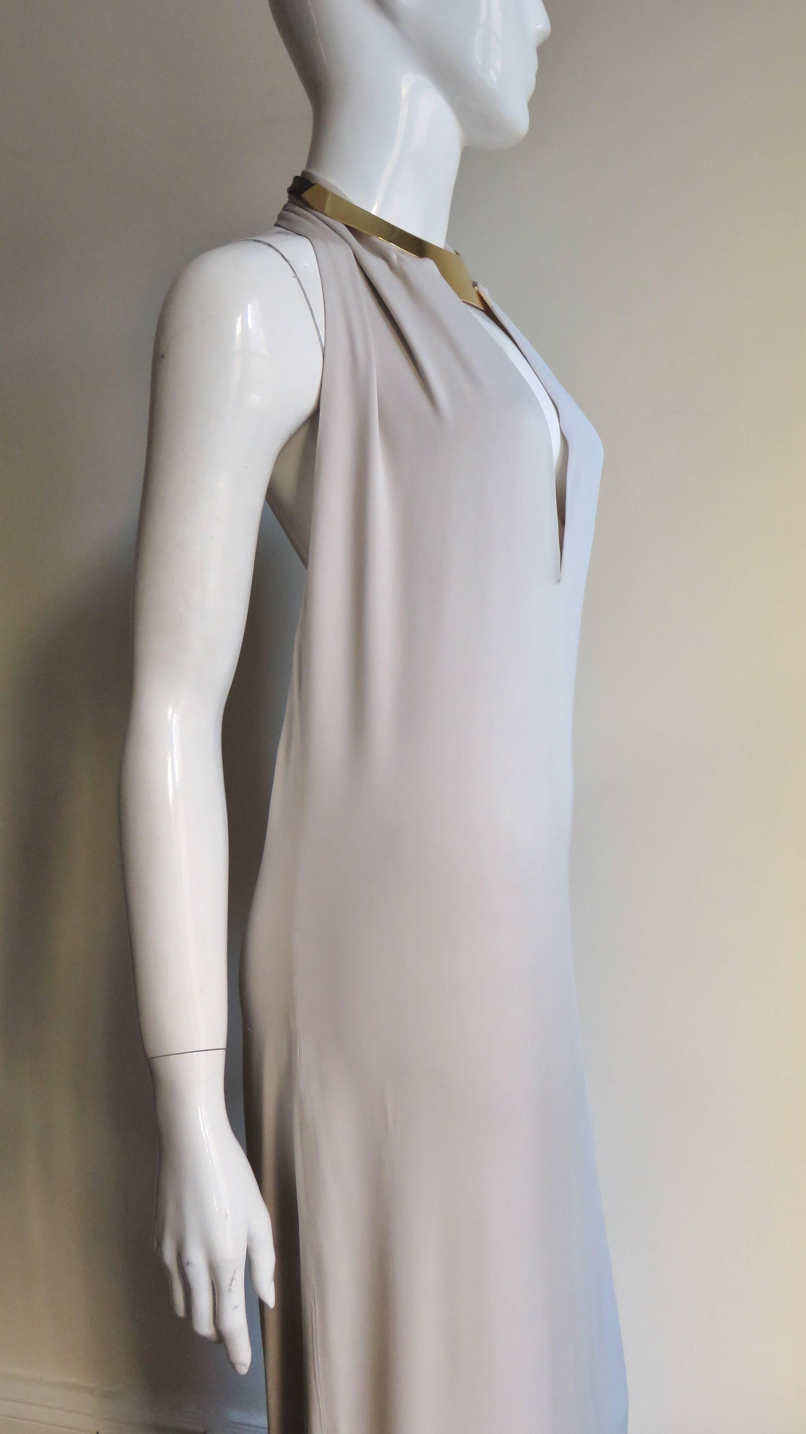 1996 Tom Ford For Gucci Hardware Collar Backless Dress  5