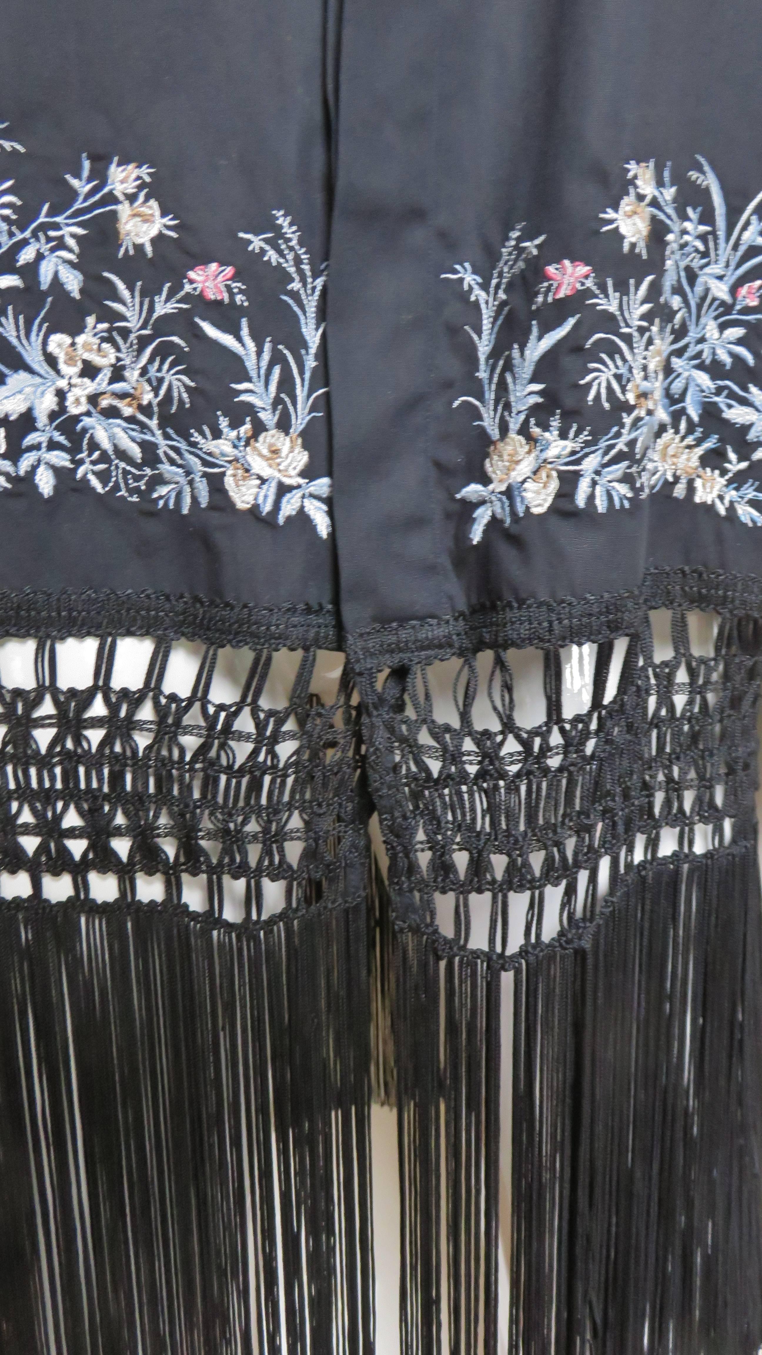 Black Alexander McQueen New Fringe Embroidery Shirt S/S 1999 For Sale