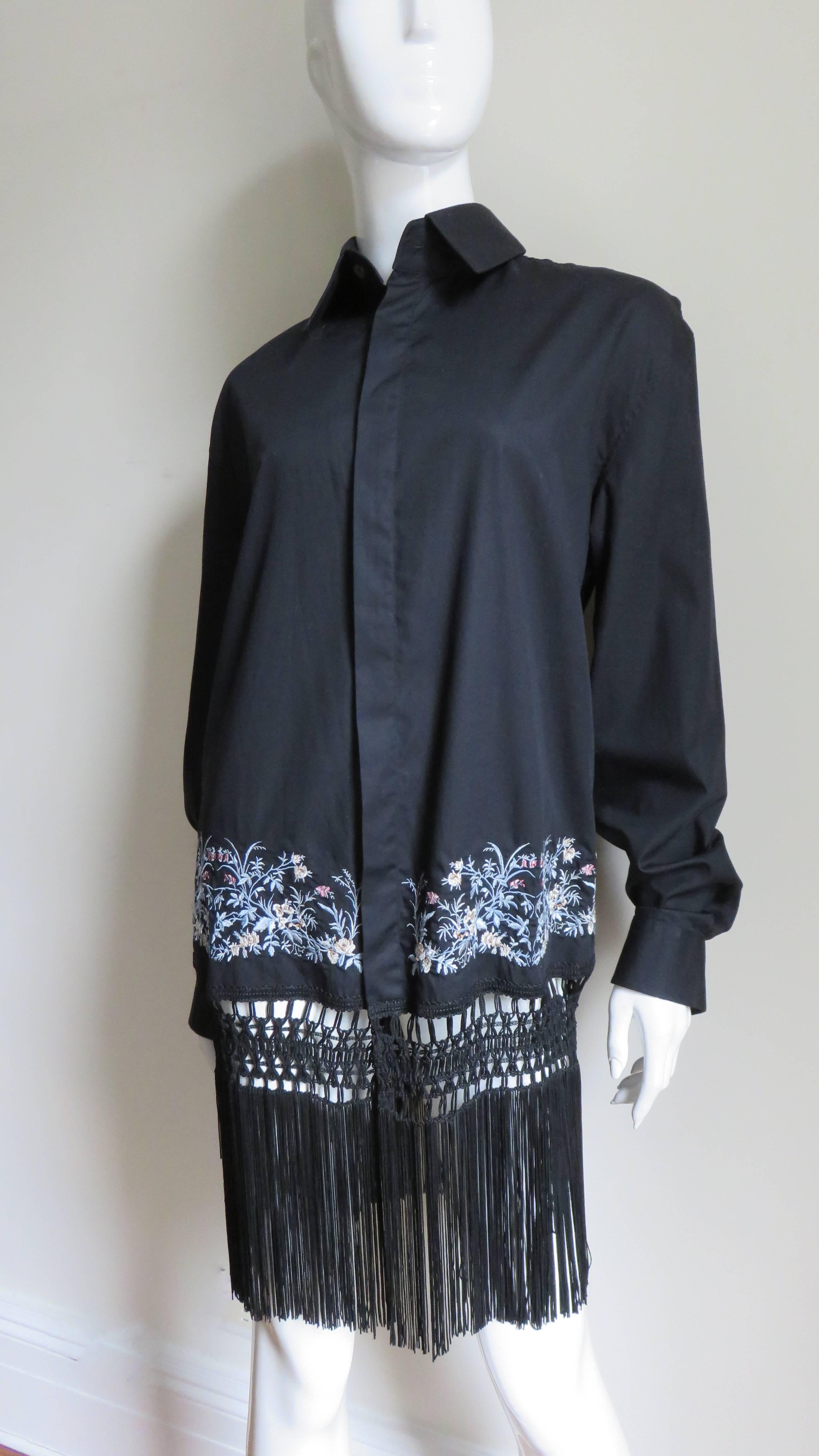 Alexander McQueen New Fringe Embroidery Shirt S/S 1999 In Excellent Condition For Sale In Water Mill, NY