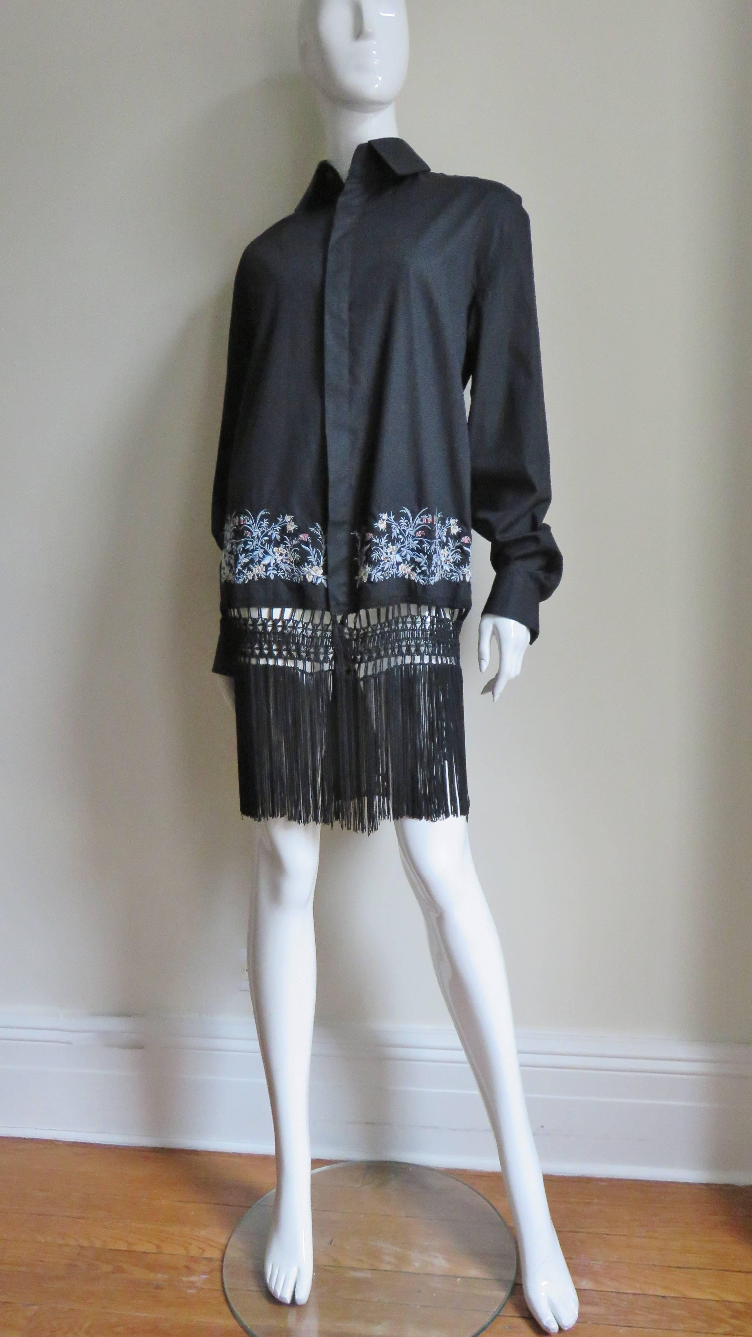 Women's or Men's Alexander McQueen New Fringe Embroidery Shirt S/S 1999 For Sale