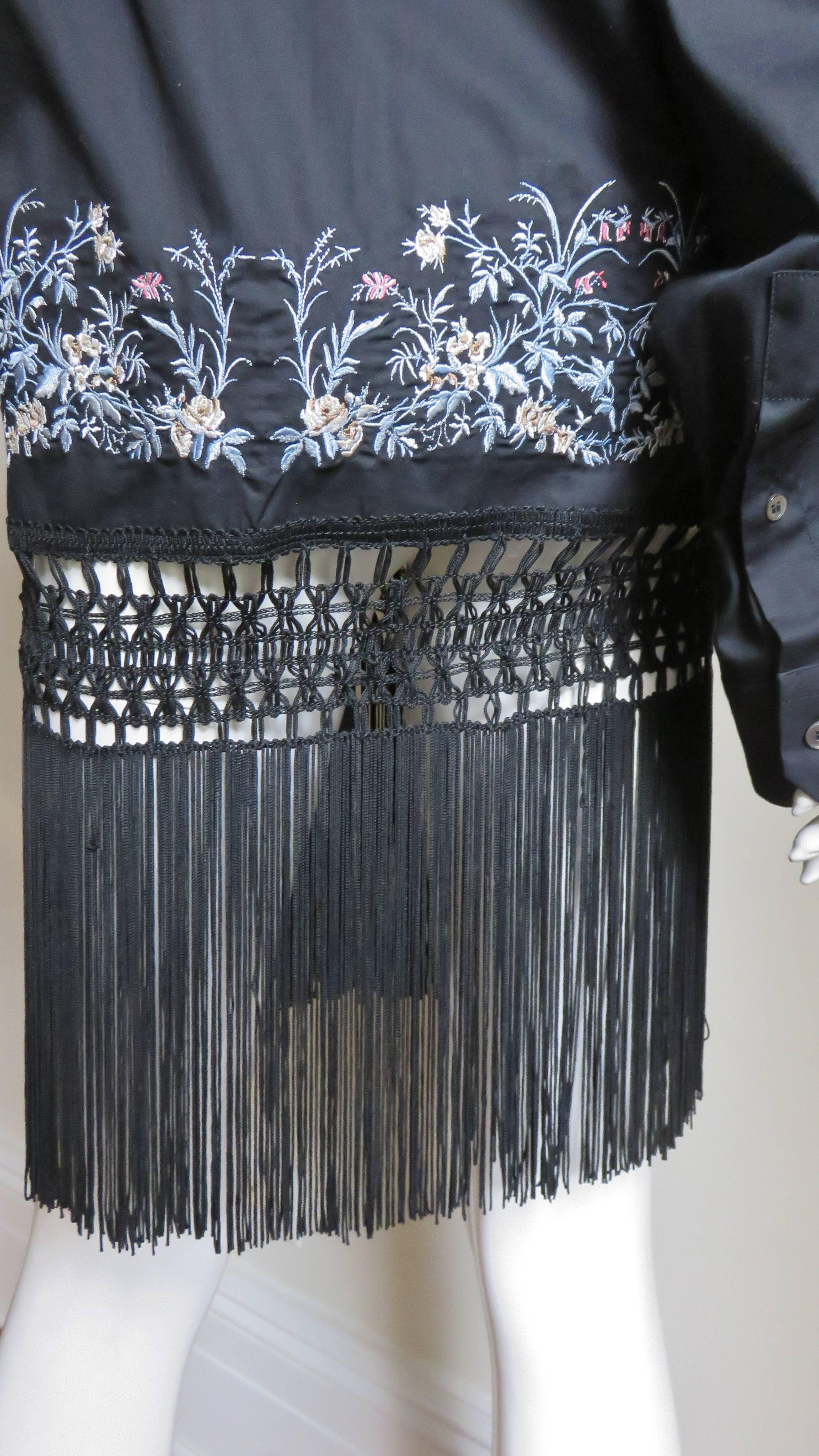 Alexander McQueen New Fringe Embroidery Shirt S/S 1999 For Sale 3
