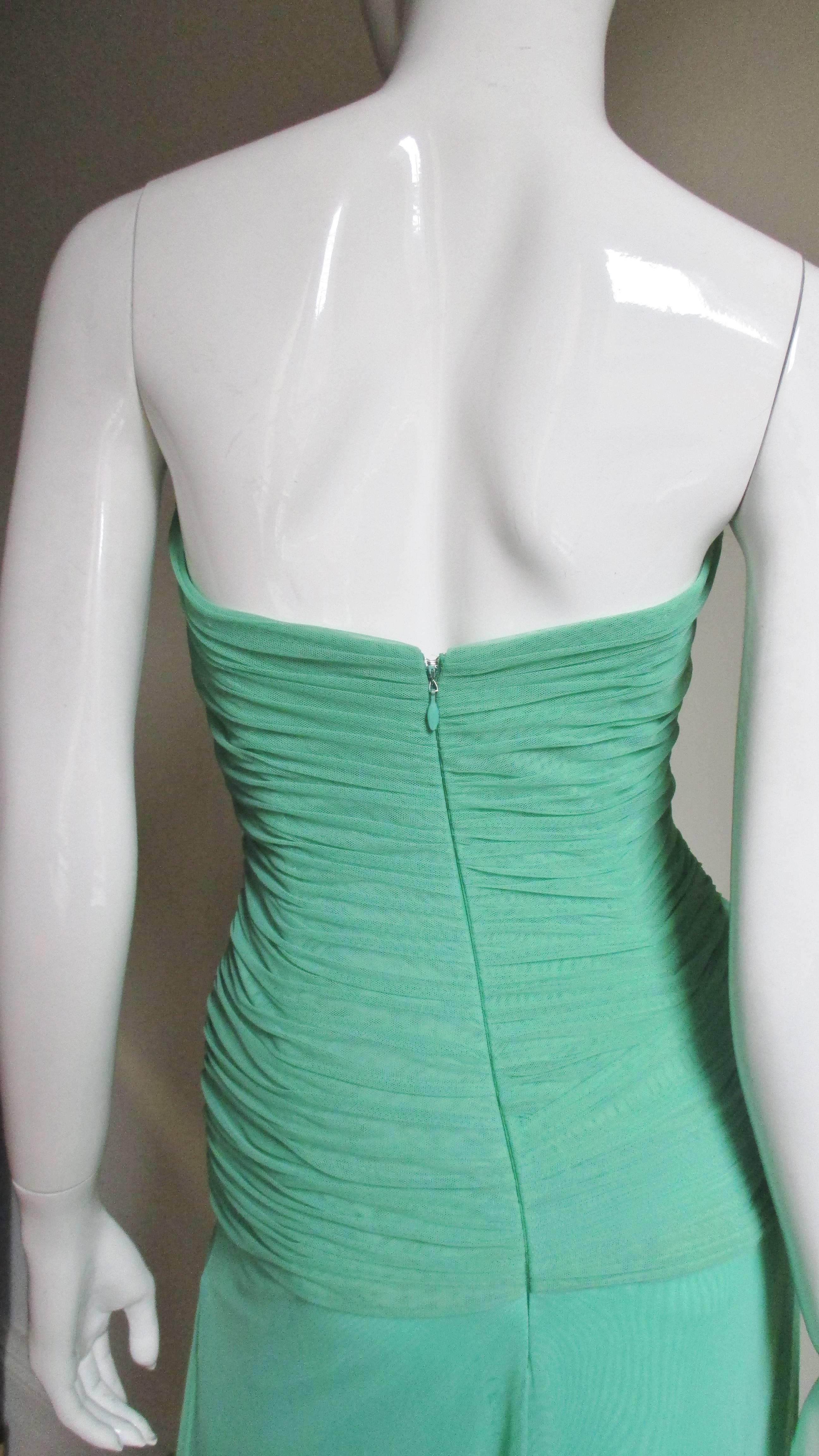 Vicky Tiel Ruched Strapless Dress For Sale 3