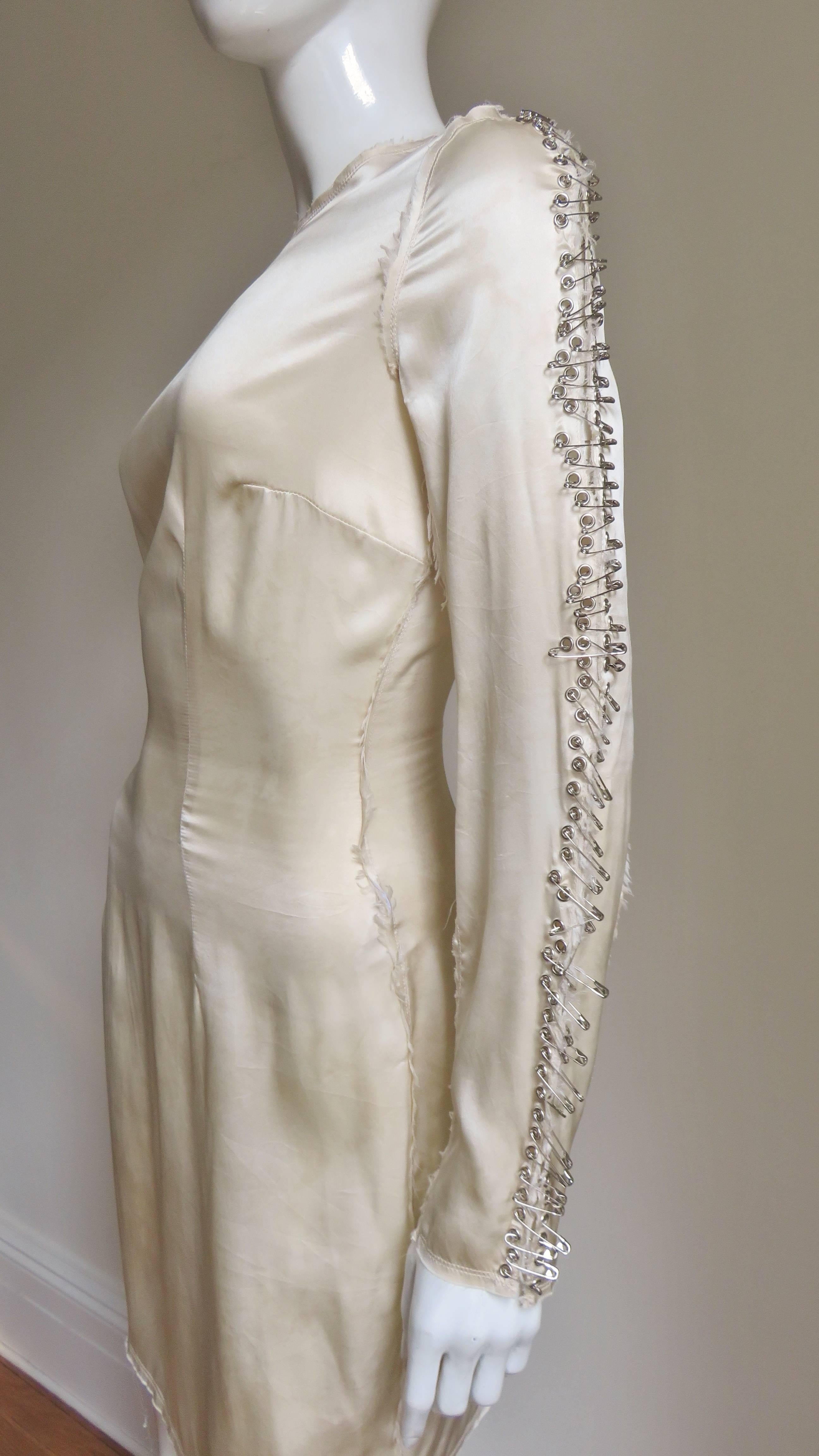 Gray Pierre Balmain Silk Safety Pin Dress For Sale