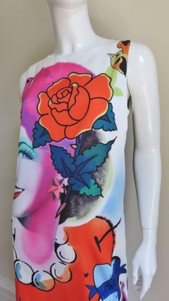 Moschino Farbblock-Kleid mit Gesichtsaufdruck
